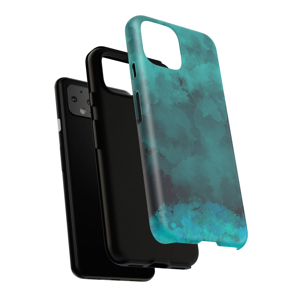 Turquoise Cloud Tough Phone Case — Protective Teal Marble Design