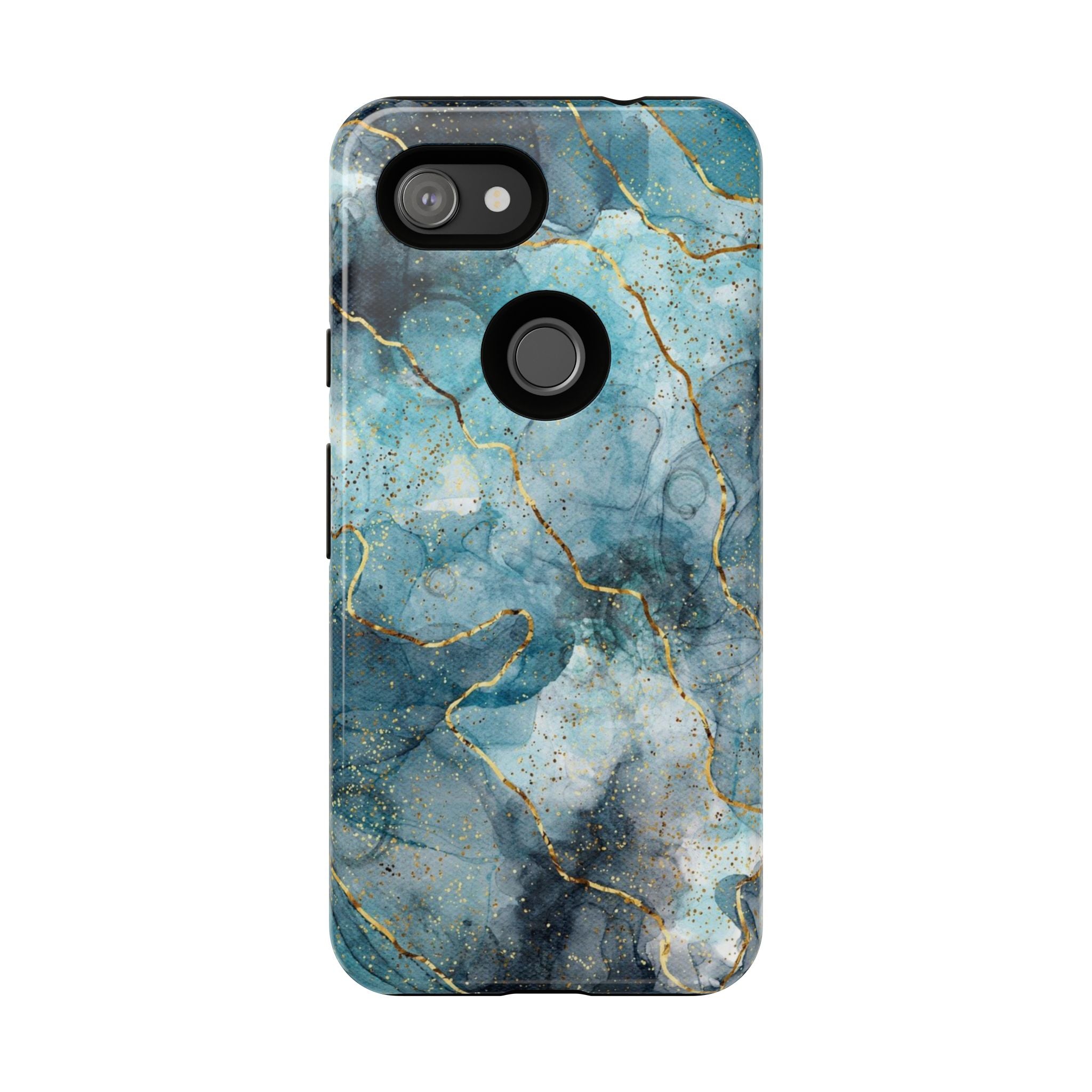 Blue Gold Marble Tough Phone Case