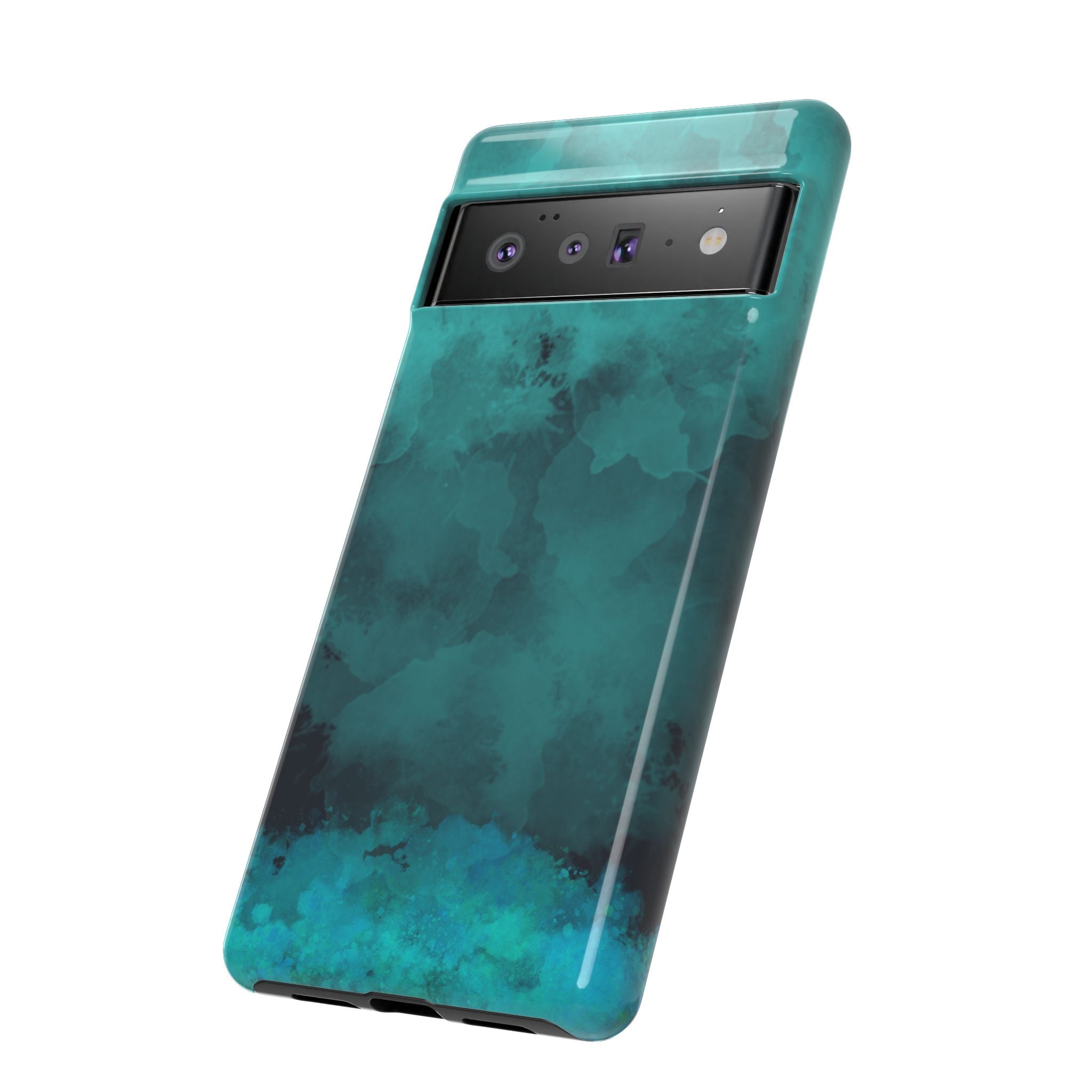 Turquoise Cloud Tough Phone Case — Protective Teal Marble Design
