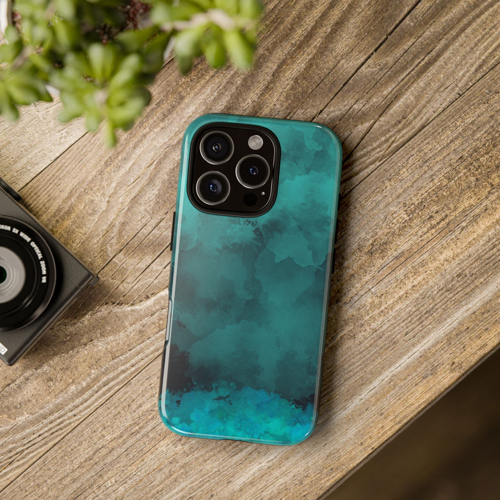 Turquoise Cloud Tough Phone Case — Protective Teal Marble Design