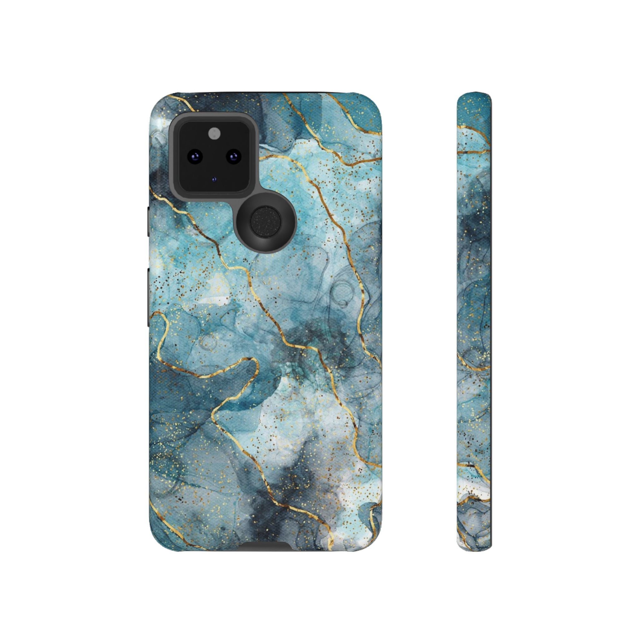 Blue Gold Marble Tough Phone Case