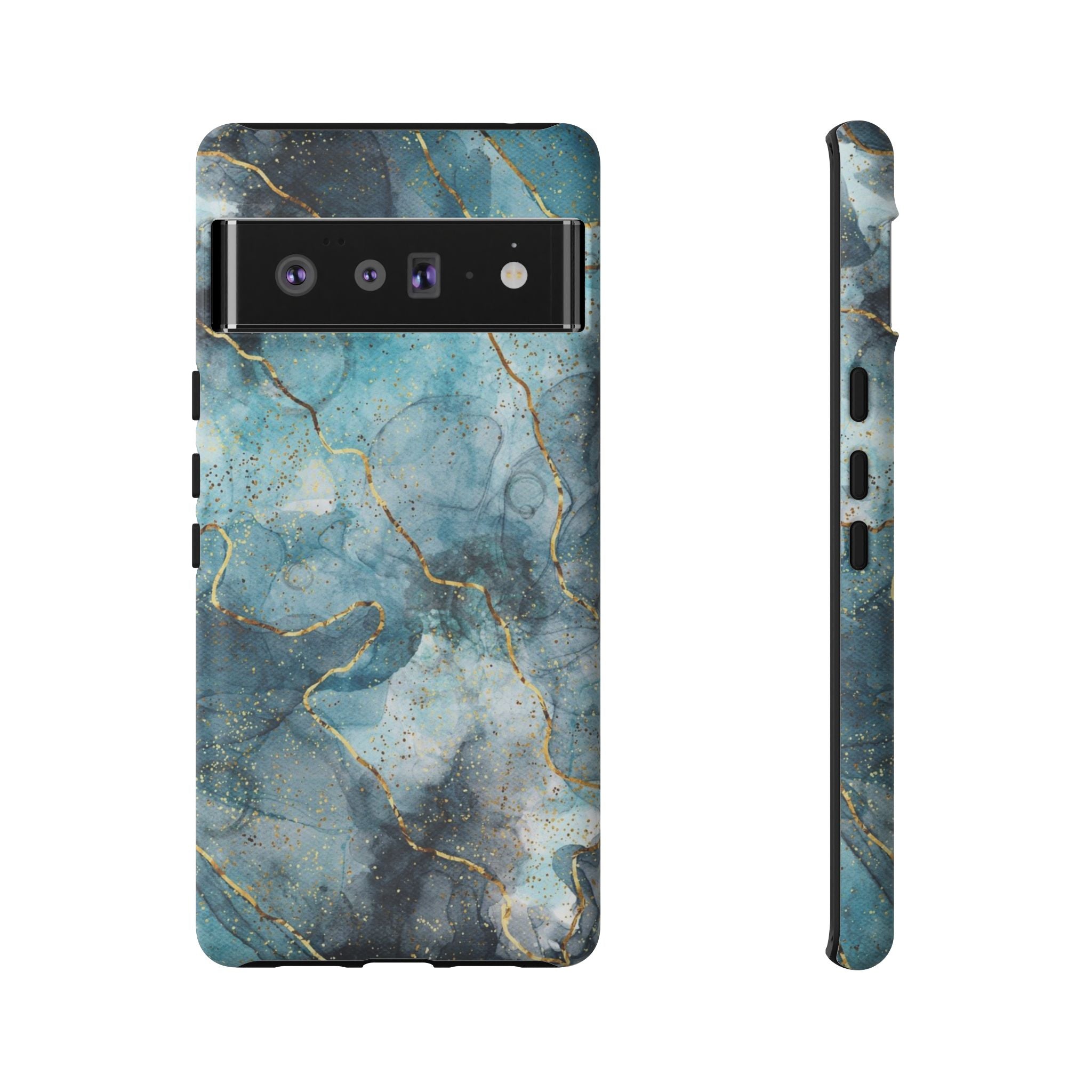 Blue Gold Marble Tough Phone Case