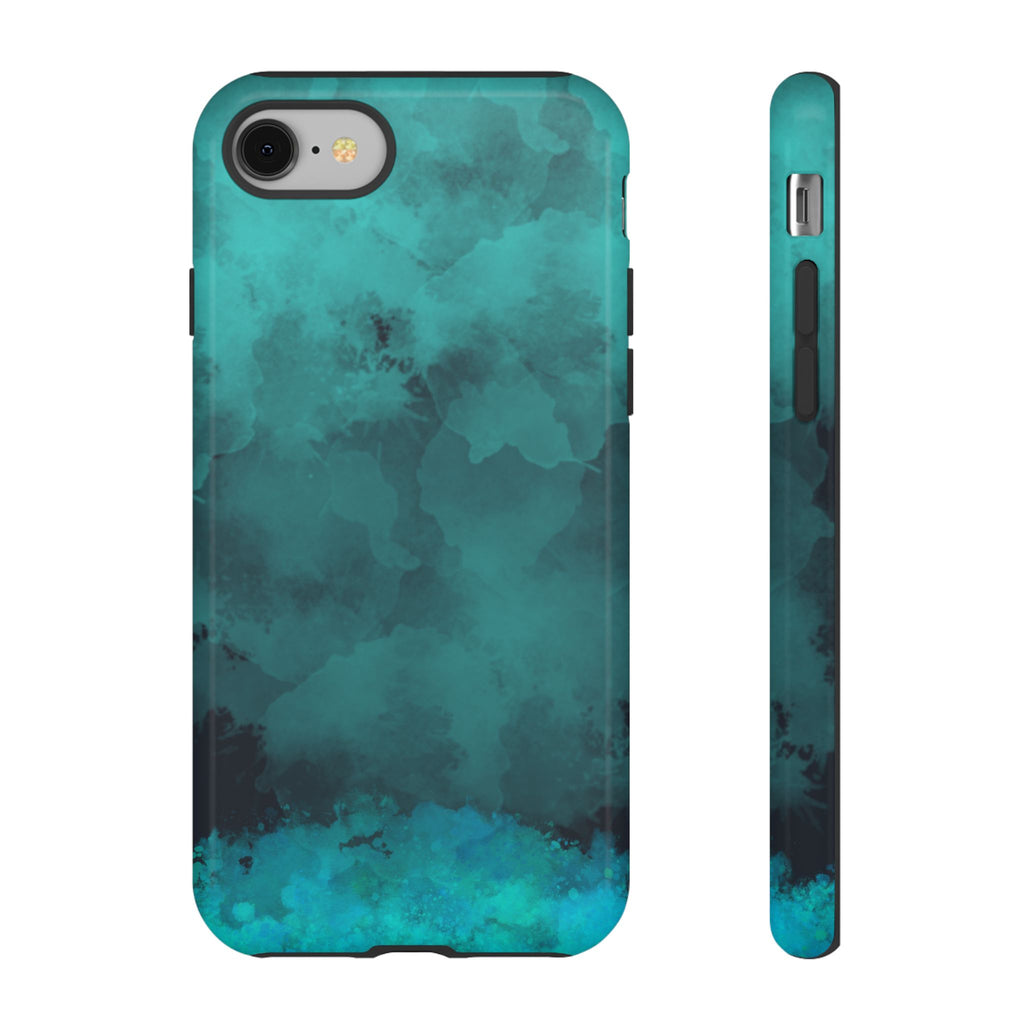 Turquoise Cloud Tough Phone Case — Protective Teal Marble Design
