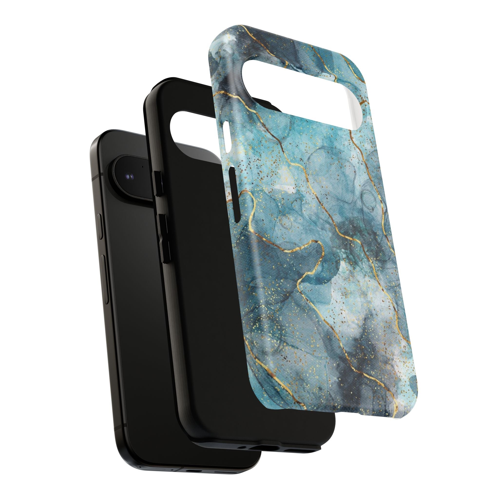 Blue Gold Marble Tough Phone Case