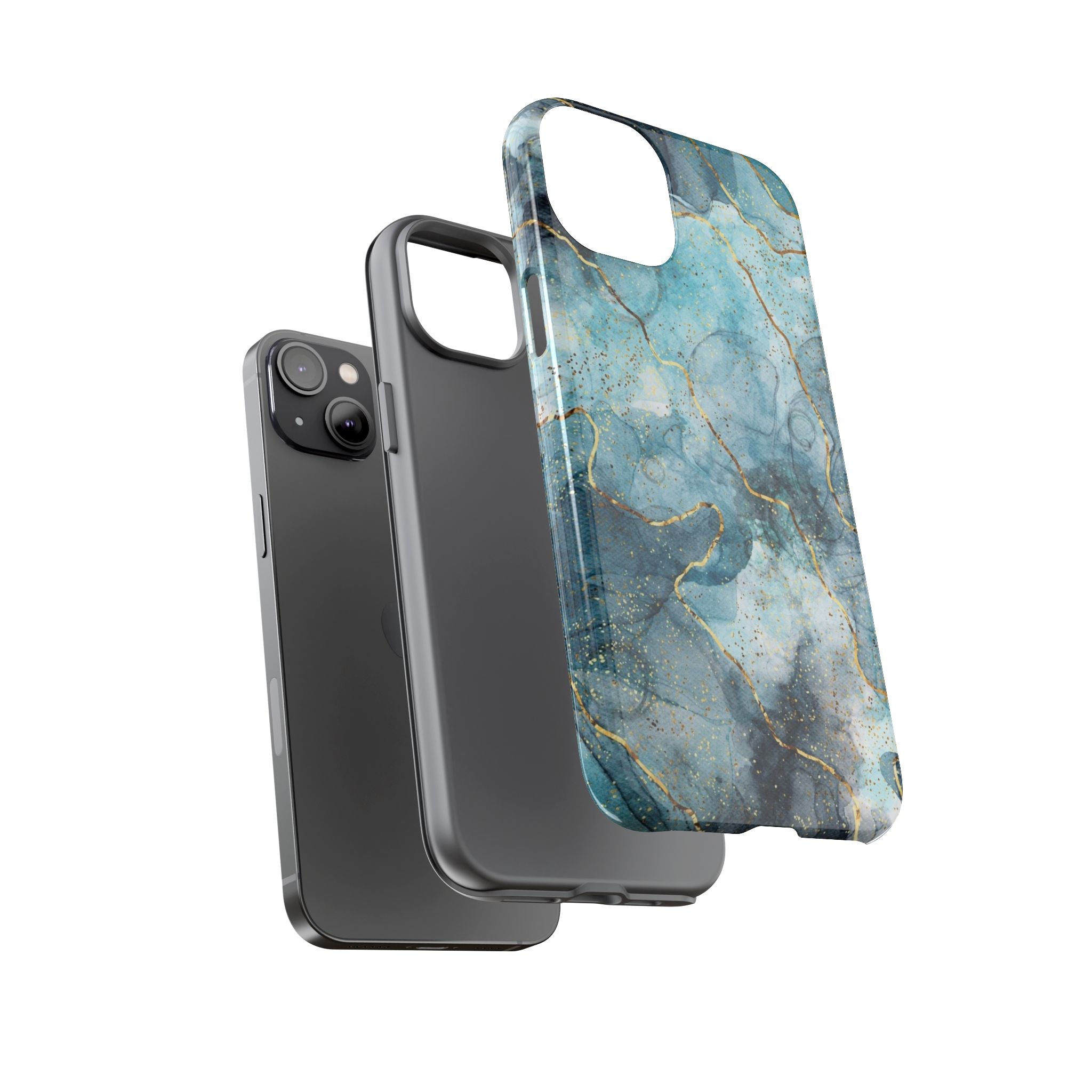 Blue Gold Marble Tough Phone Case