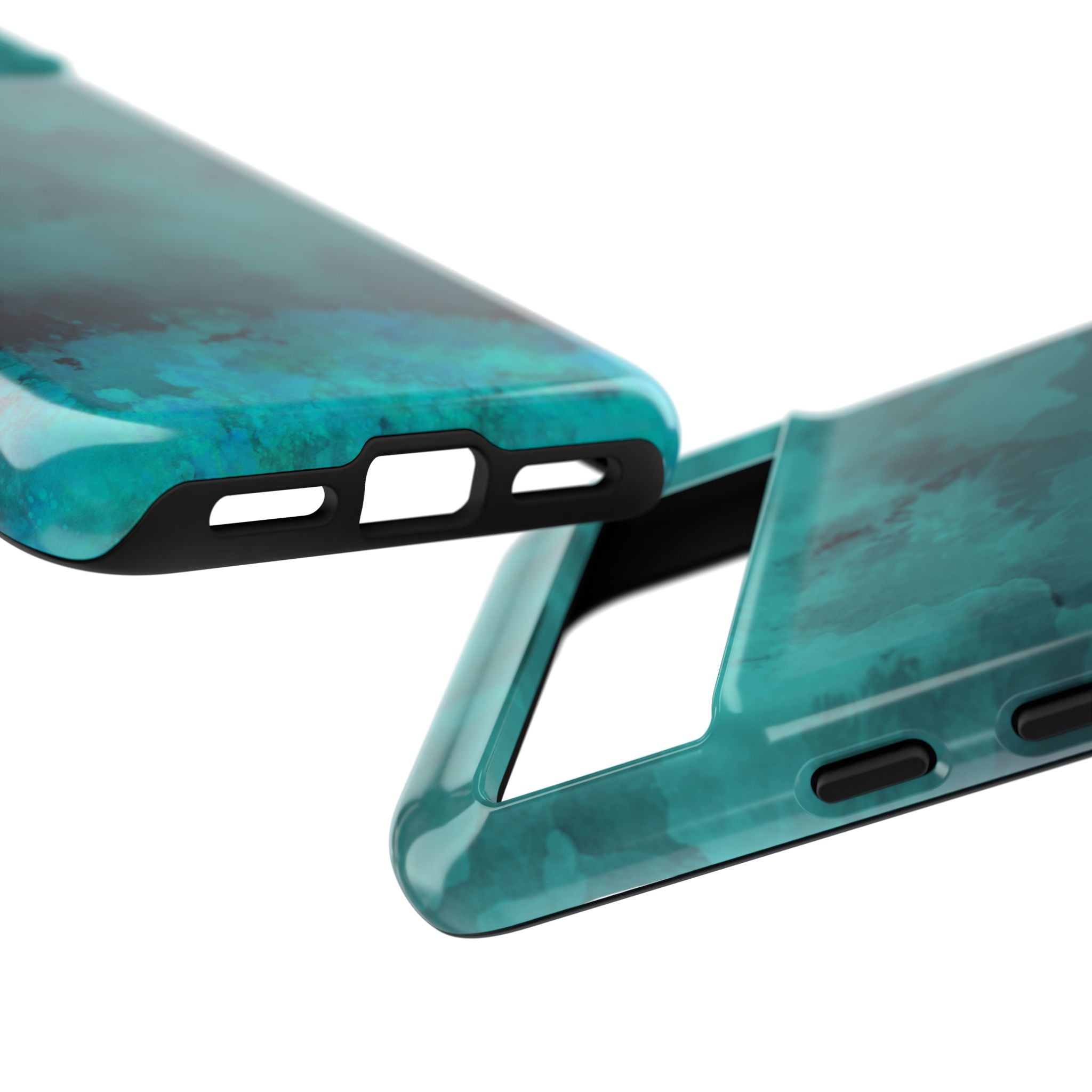 Turquoise Cloud Tough Phone Case — Protective Teal Marble Design