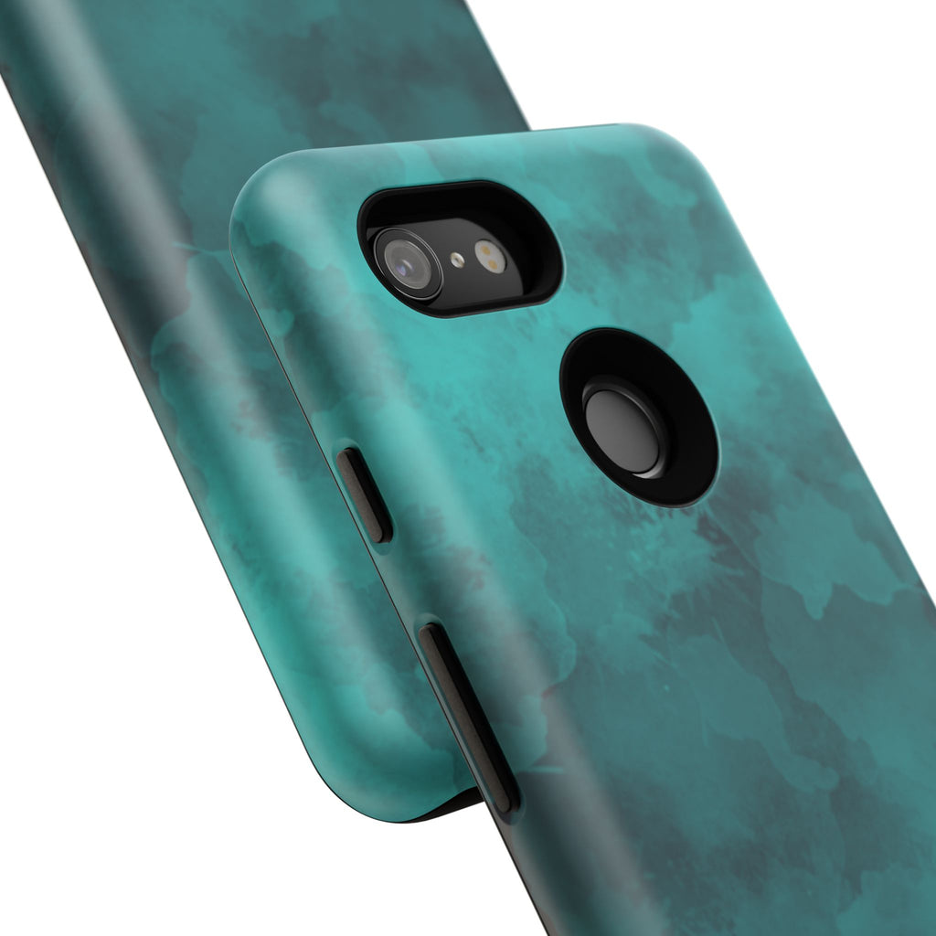 Turquoise Cloud Tough Phone Case — Protective Teal Marble Design