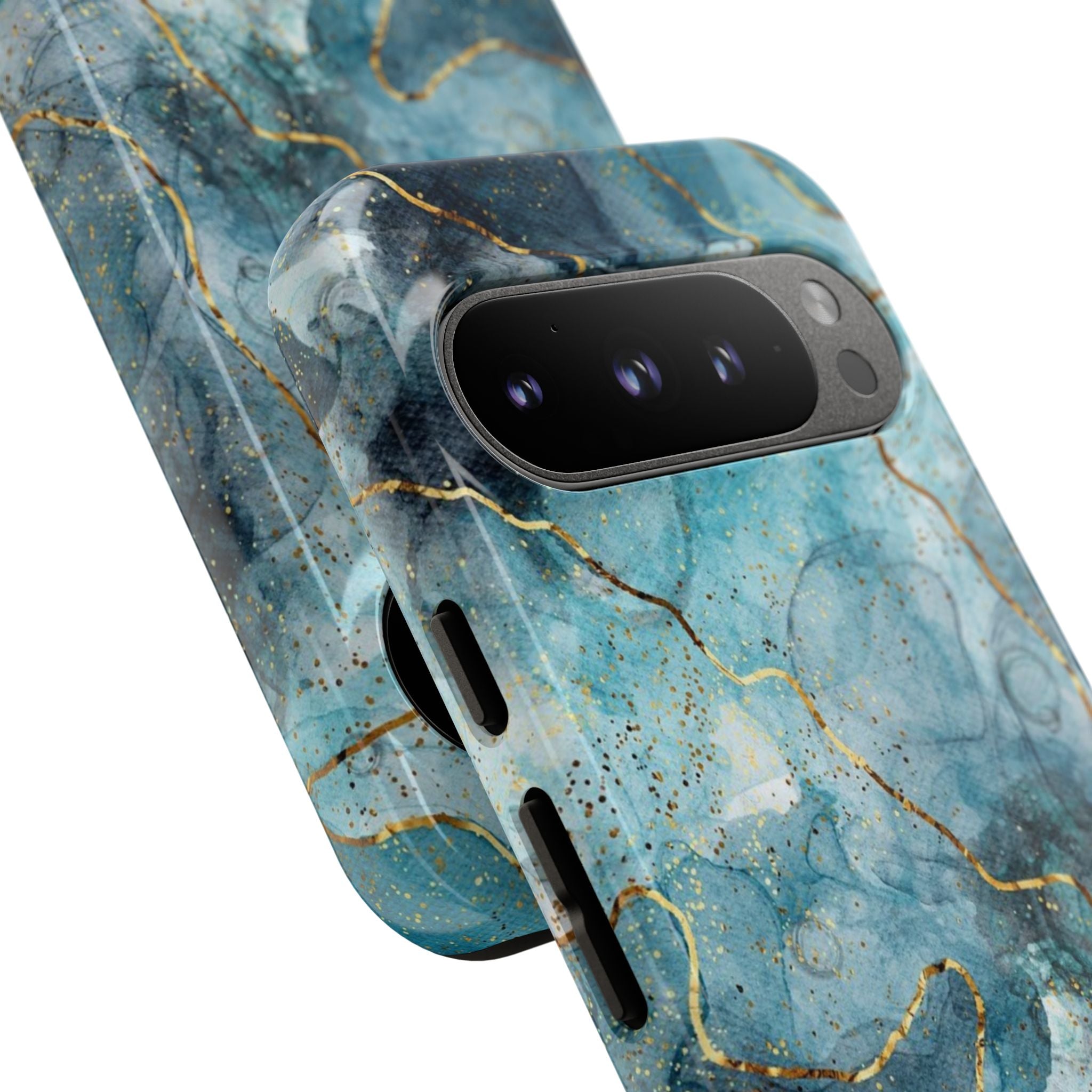 Blue Gold Marble Tough Phone Case