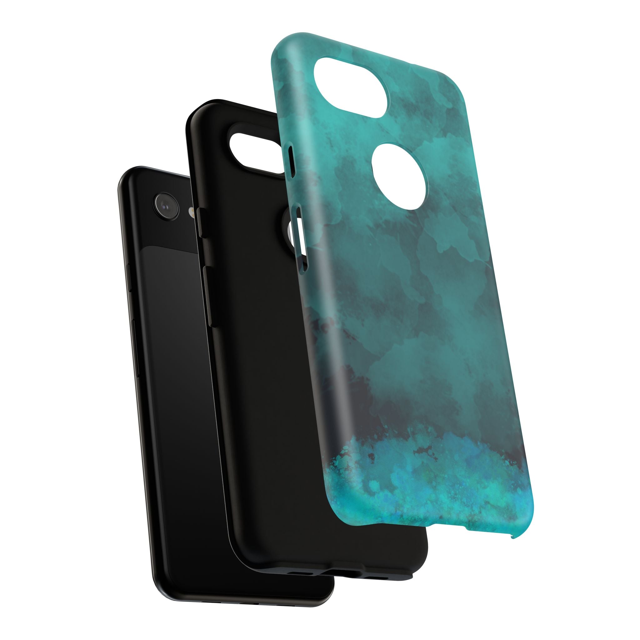 Turquoise Cloud Tough Phone Case — Protective Teal Marble Design