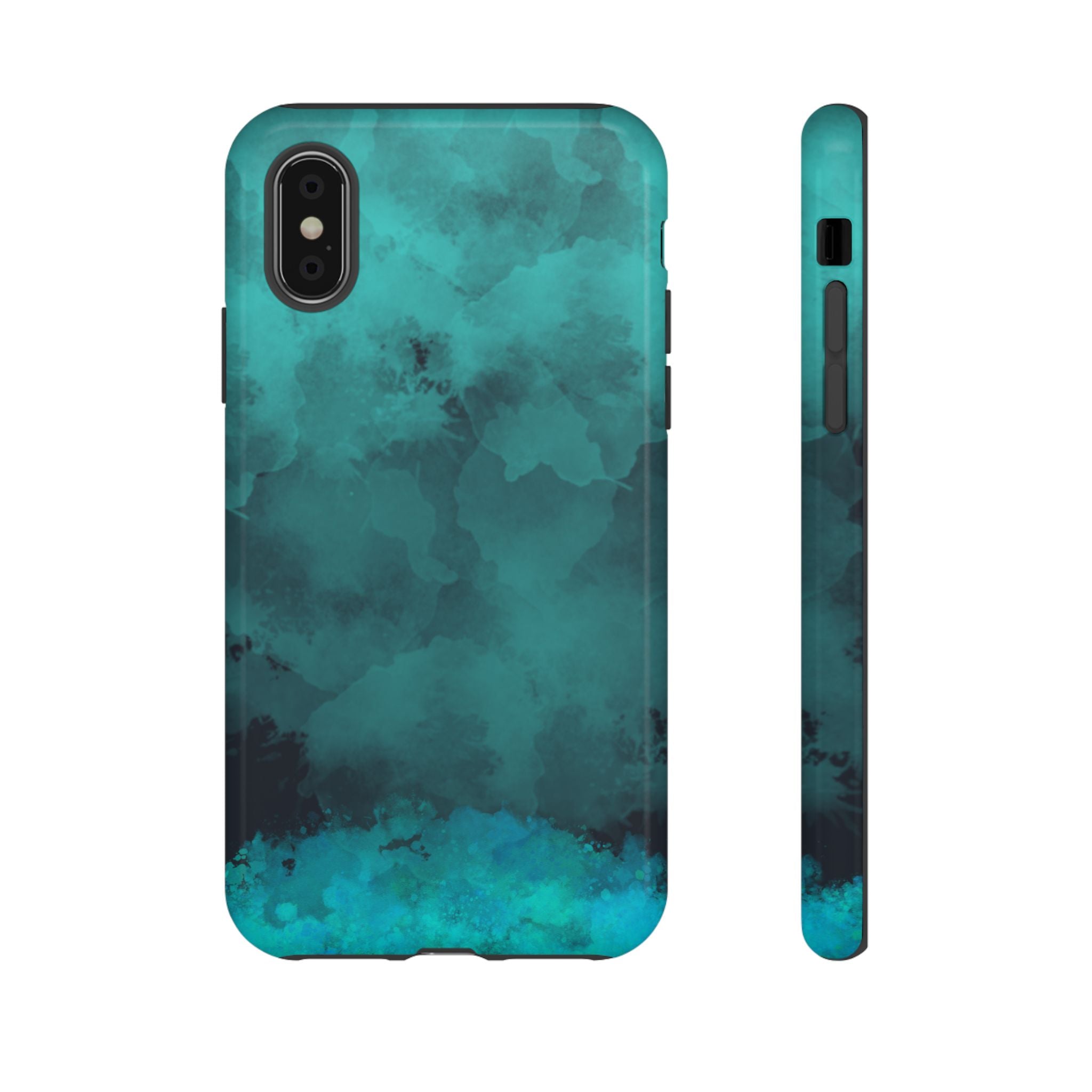 Turquoise Cloud Tough Phone Case — Protective Teal Marble Design