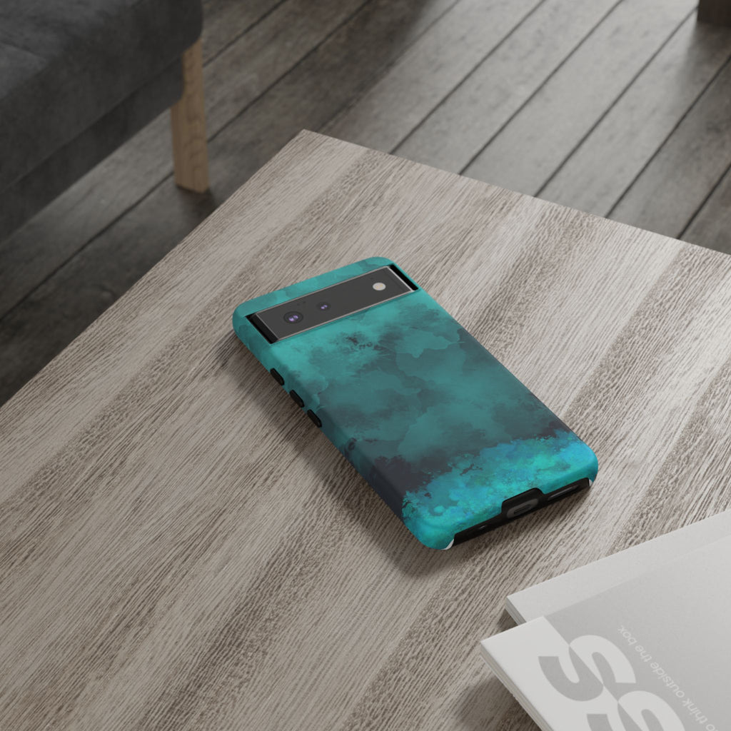 Turquoise Cloud Tough Phone Case — Protective Teal Marble Design
