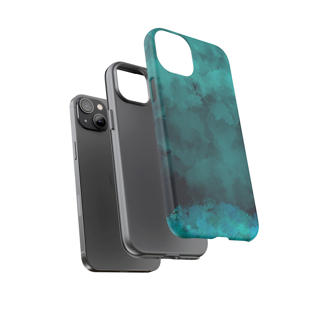 Turquoise Cloud Tough Phone Case — Protective Teal Marble Design