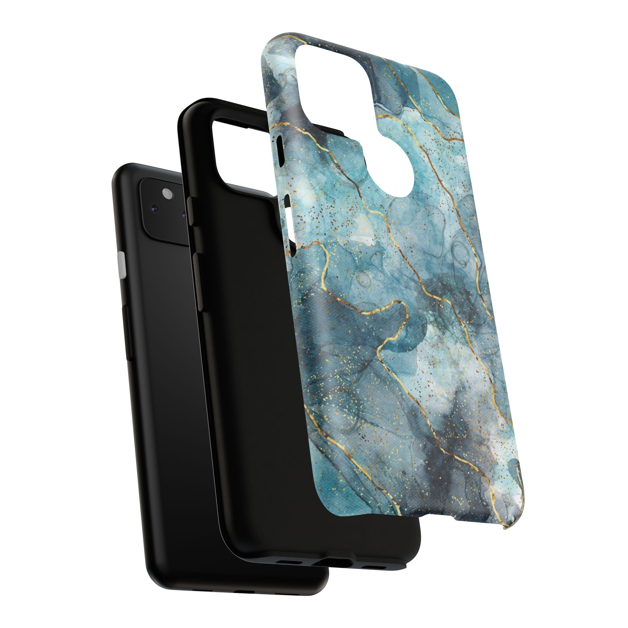 Blue Gold Marble Tough Phone Case