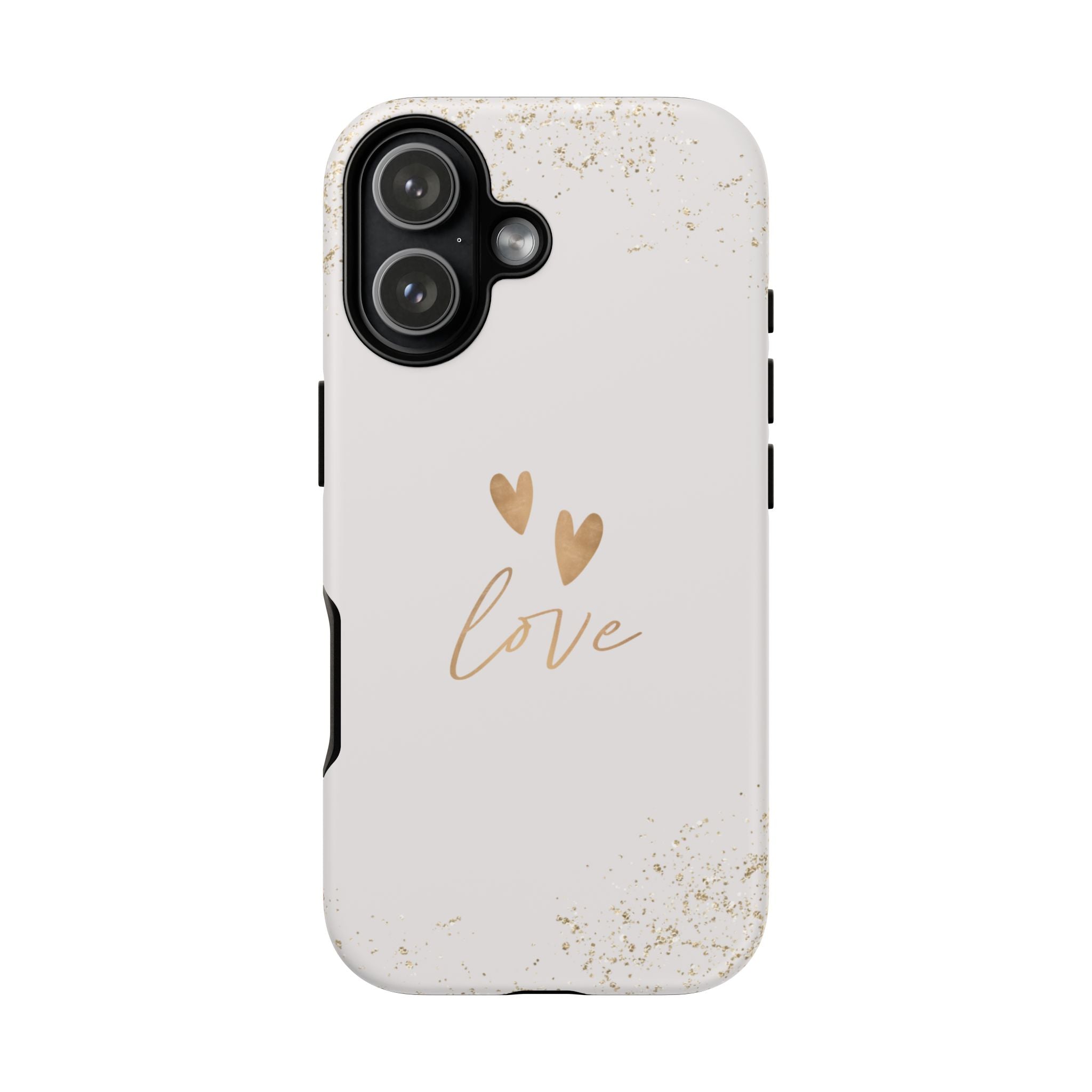 Love Hearts Tough Phone Case — Gold Script Romantic Protective Cover