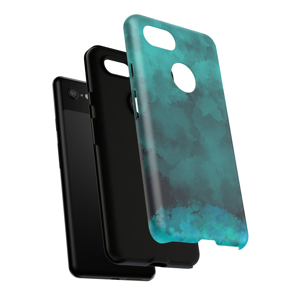 Turquoise Cloud Tough Phone Case — Protective Teal Marble Design