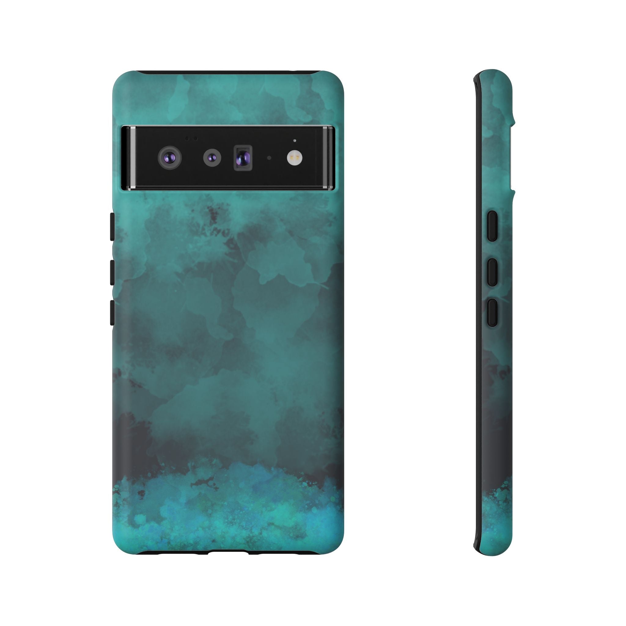 Turquoise Cloud Tough Phone Case — Protective Teal Marble Design