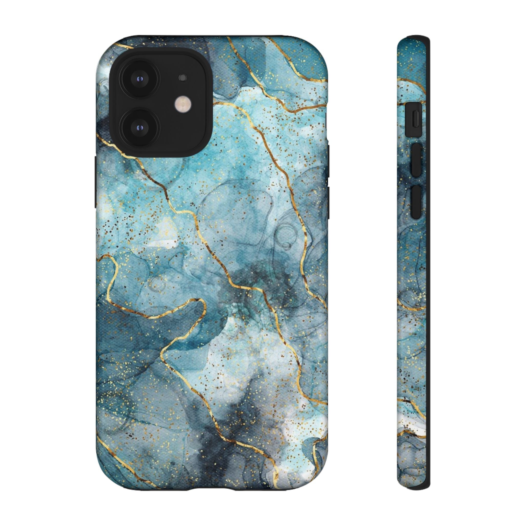 Blue Gold Marble Tough Phone Case