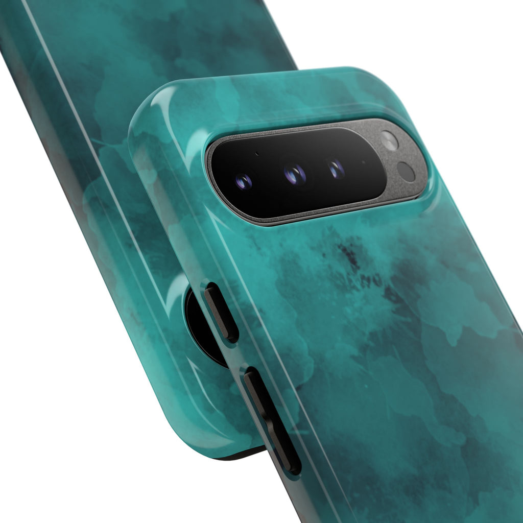Turquoise Cloud Tough Phone Case — Protective Teal Marble Design