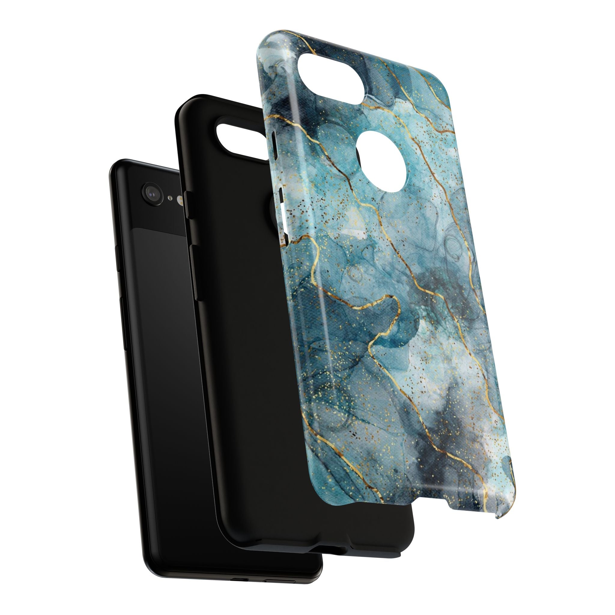 Blue Gold Marble Tough Phone Case