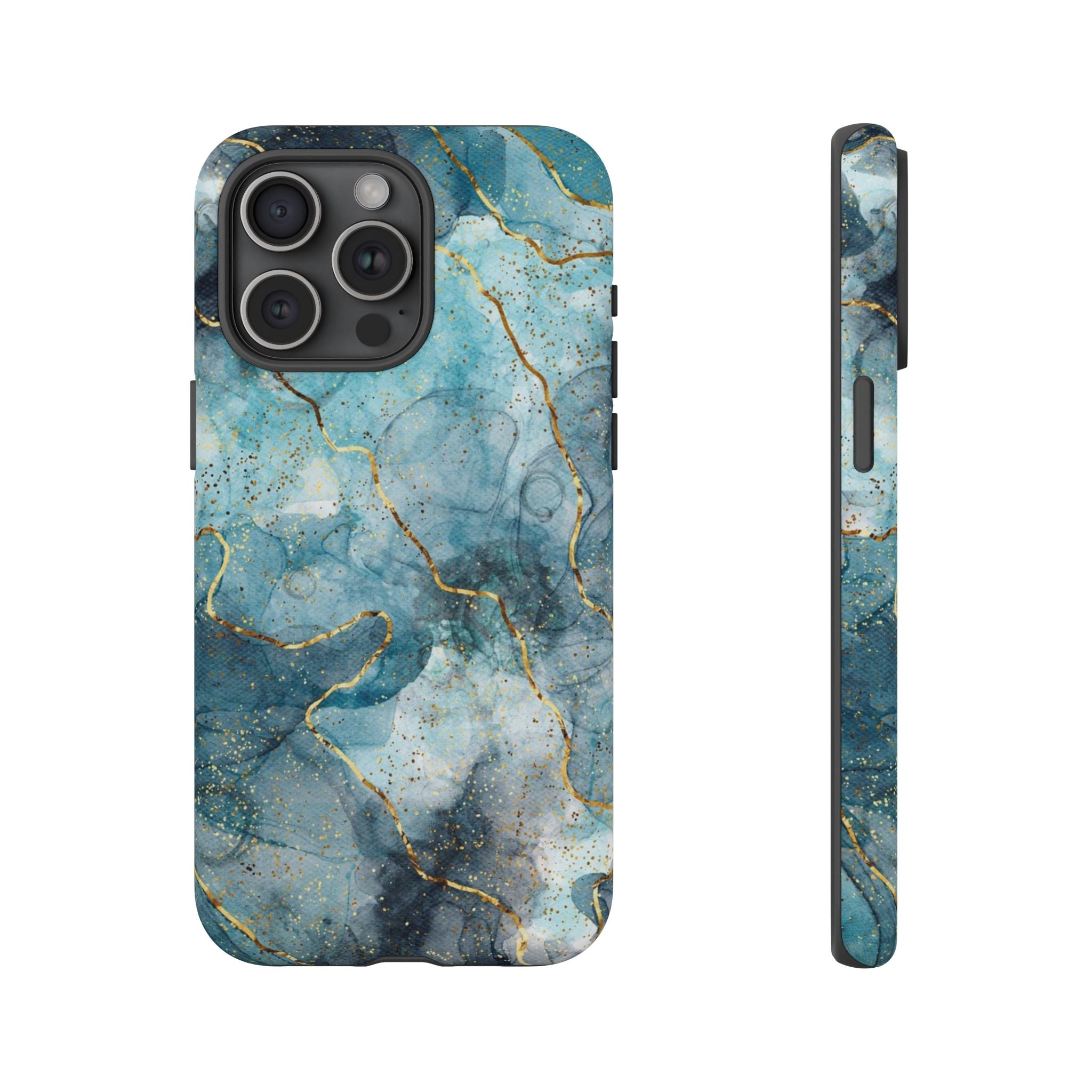 Blue Gold Marble Tough Phone Case