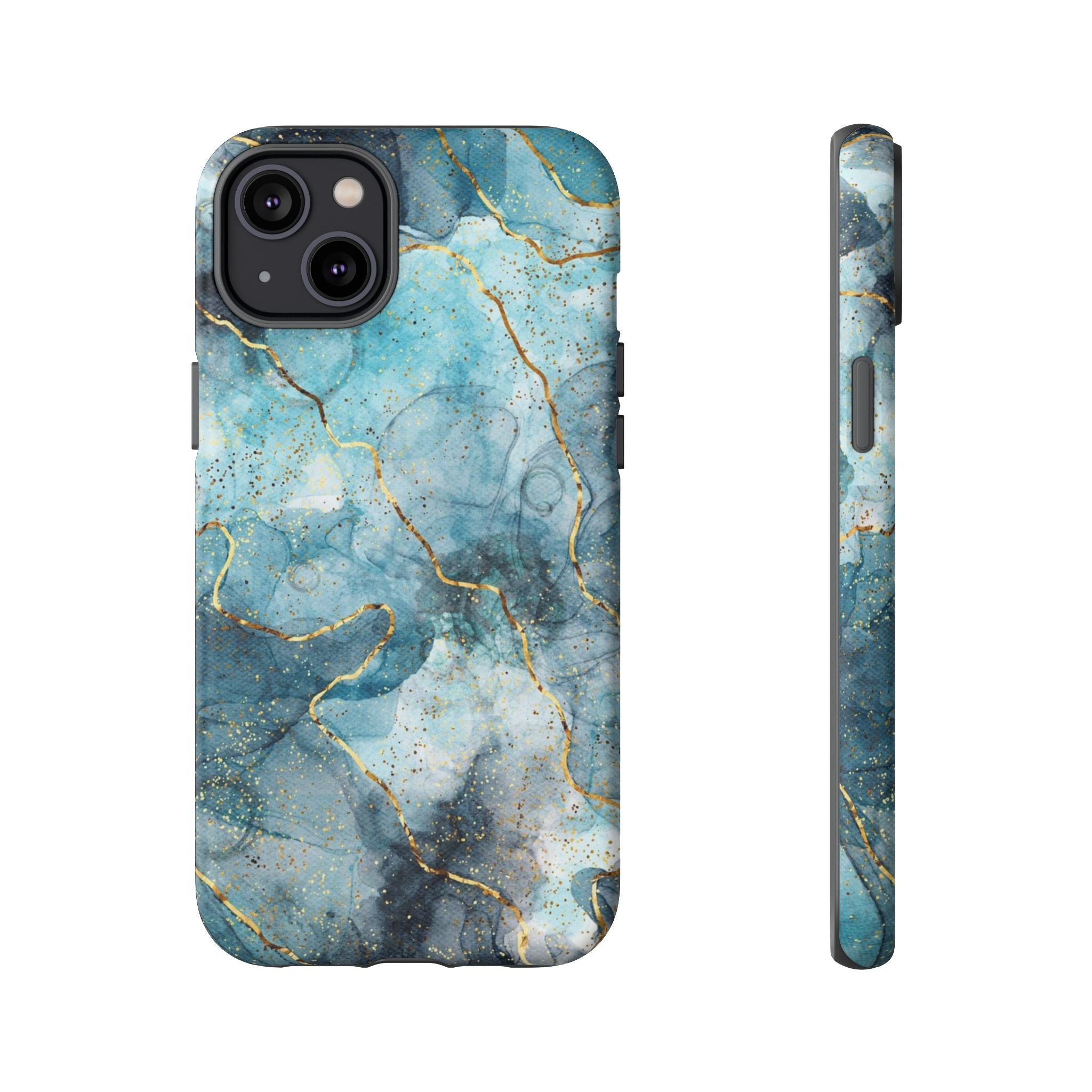 Blue Gold Marble Tough Phone Case
