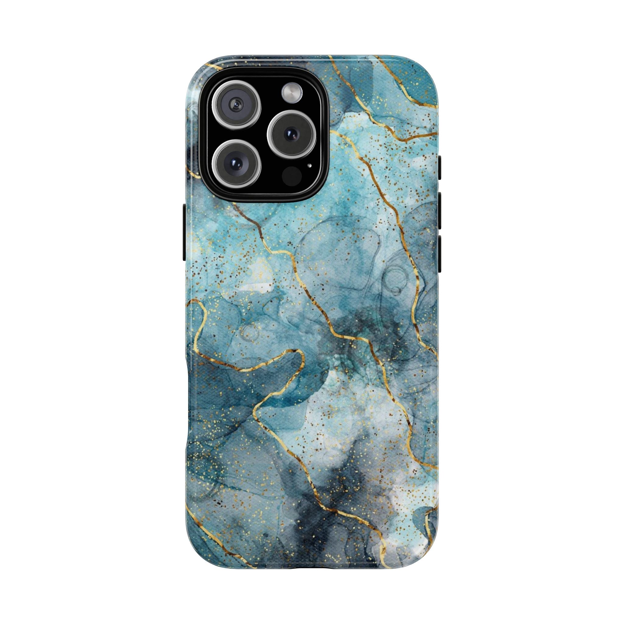 Blue Gold Marble Tough Phone Case