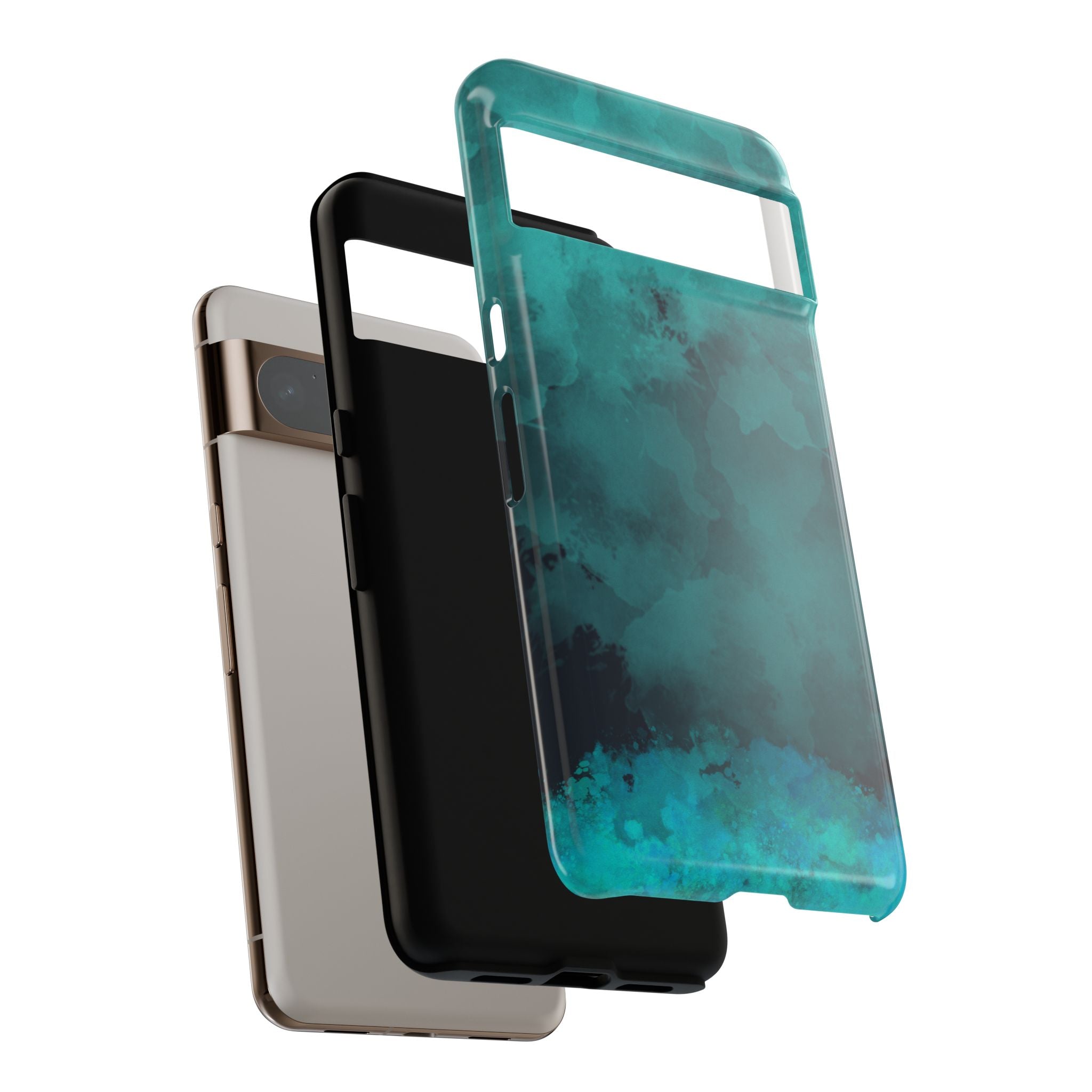 Turquoise Cloud Tough Phone Case — Protective Teal Marble Design