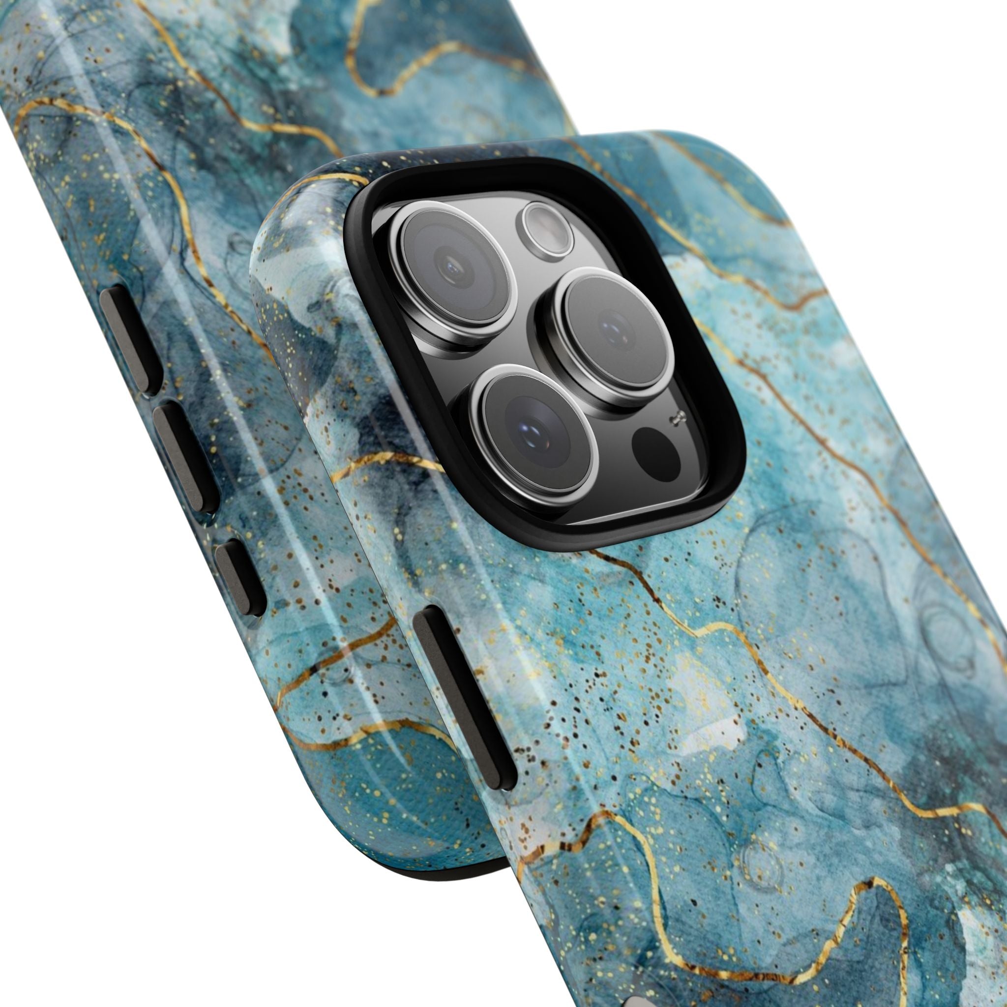 Blue Gold Marble Tough Phone Case