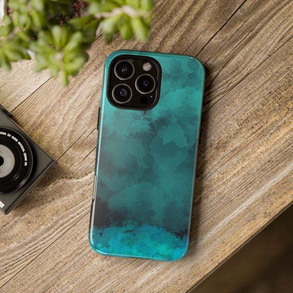 Turquoise Cloud Tough Phone Case — Protective Teal Marble Design