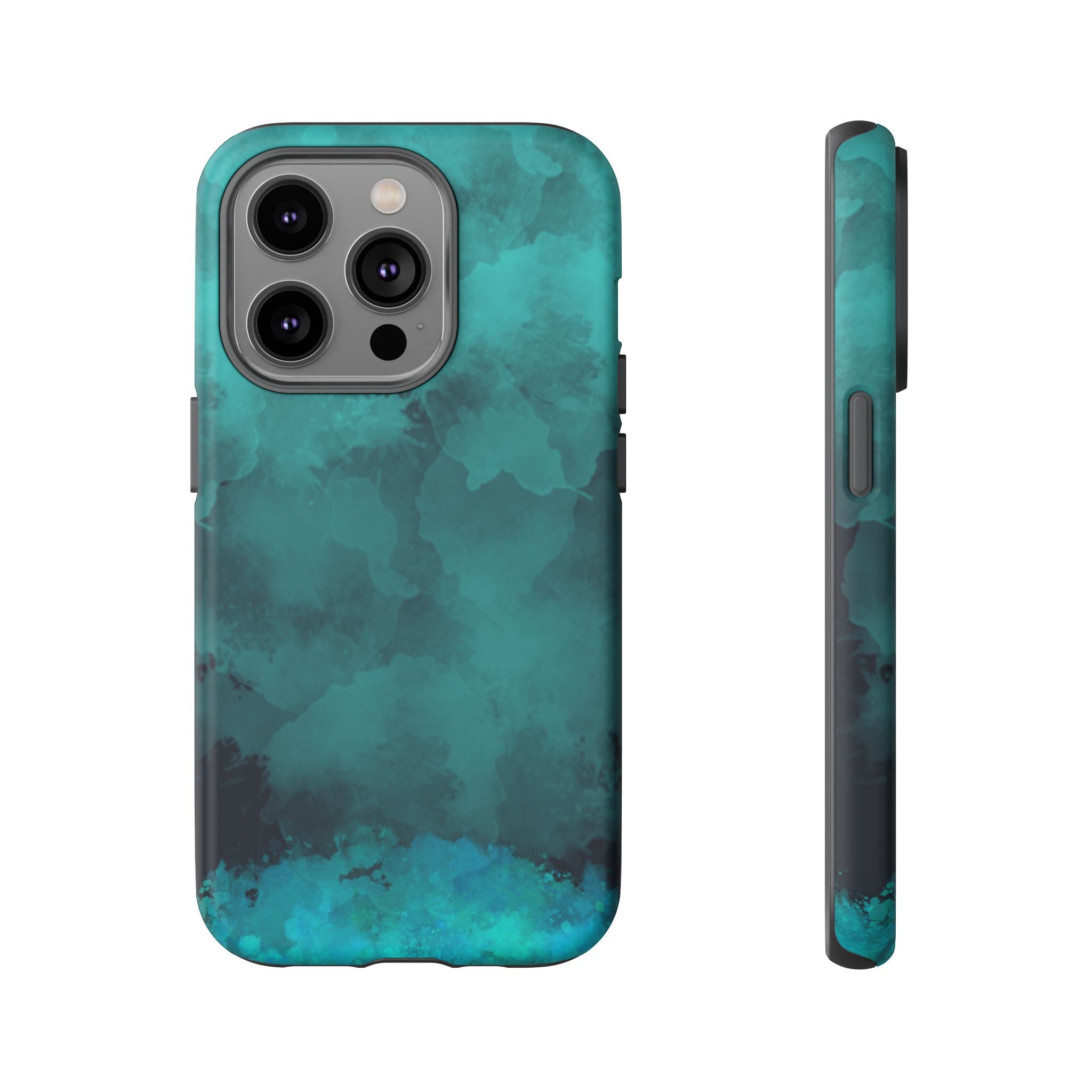 Turquoise Cloud Tough Phone Case — Protective Teal Marble Design
