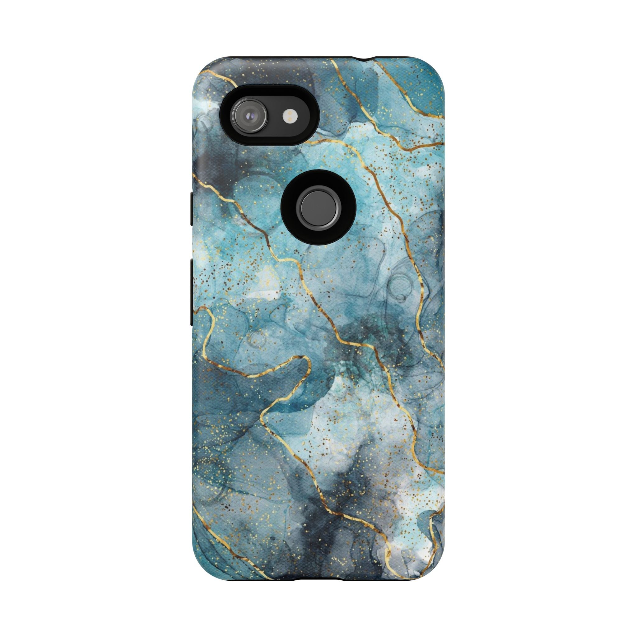 Blue Gold Marble Tough Phone Case