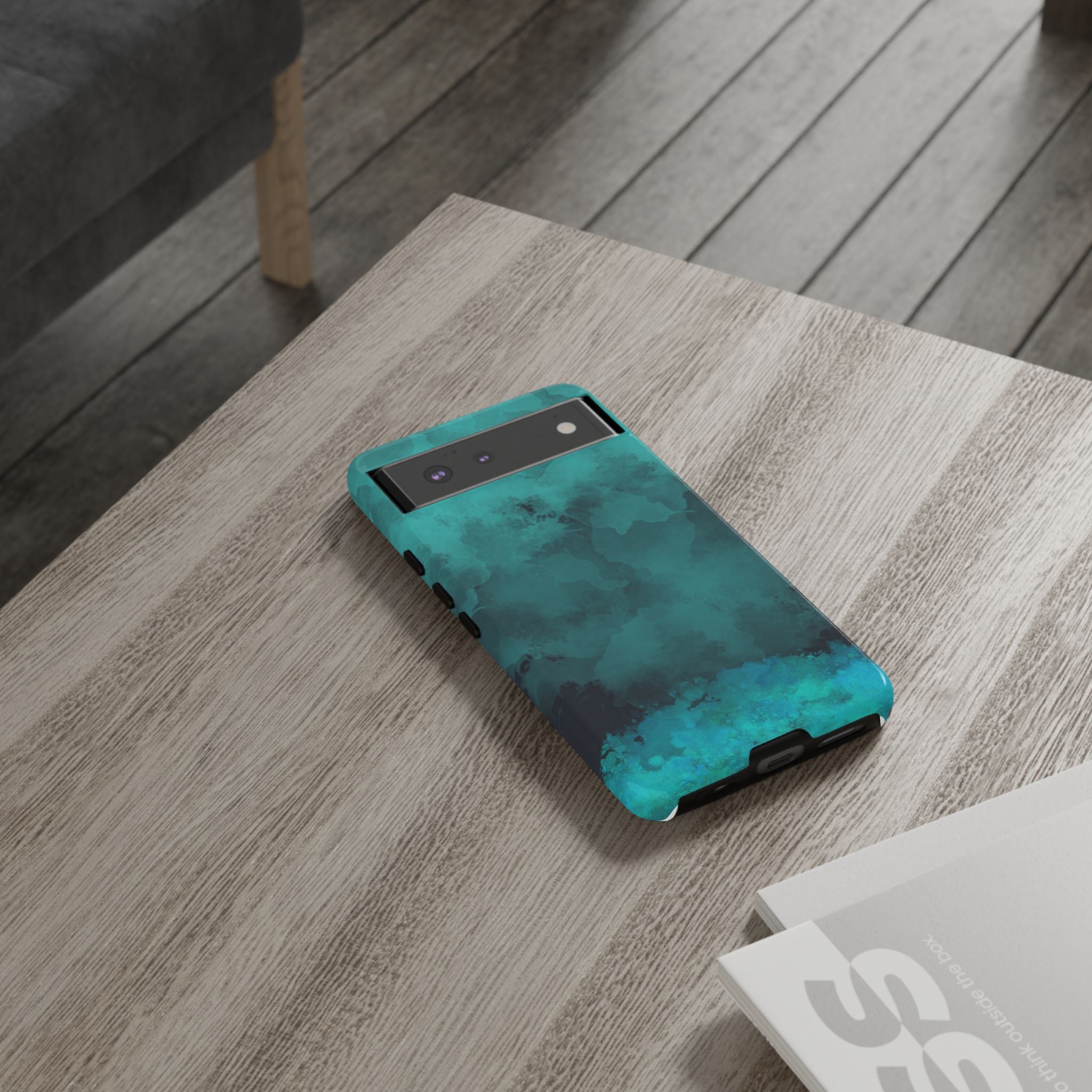 Turquoise Cloud Tough Phone Case — Protective Teal Marble Design