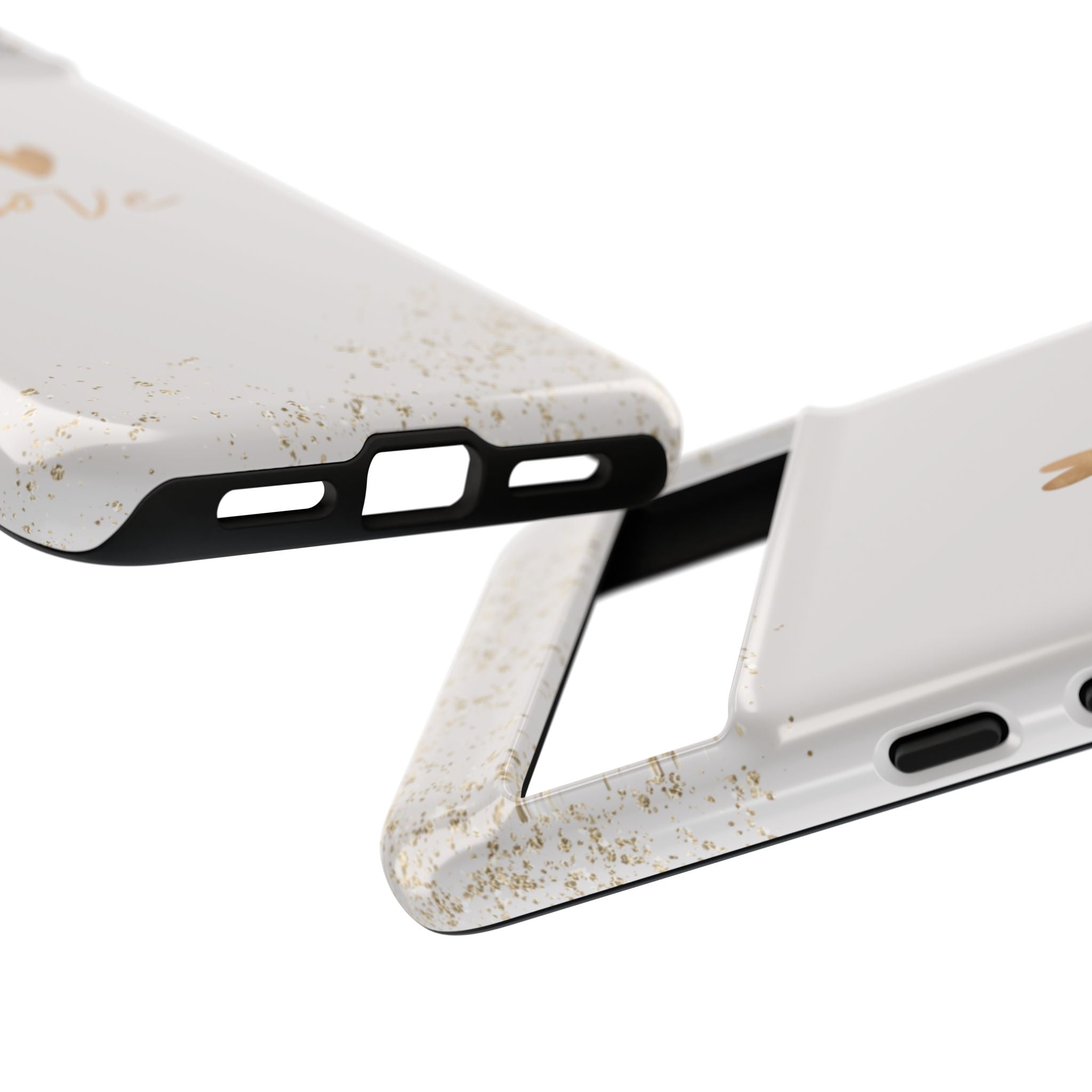 Love Hearts Tough Phone Case — Gold Script Romantic Protective Cover