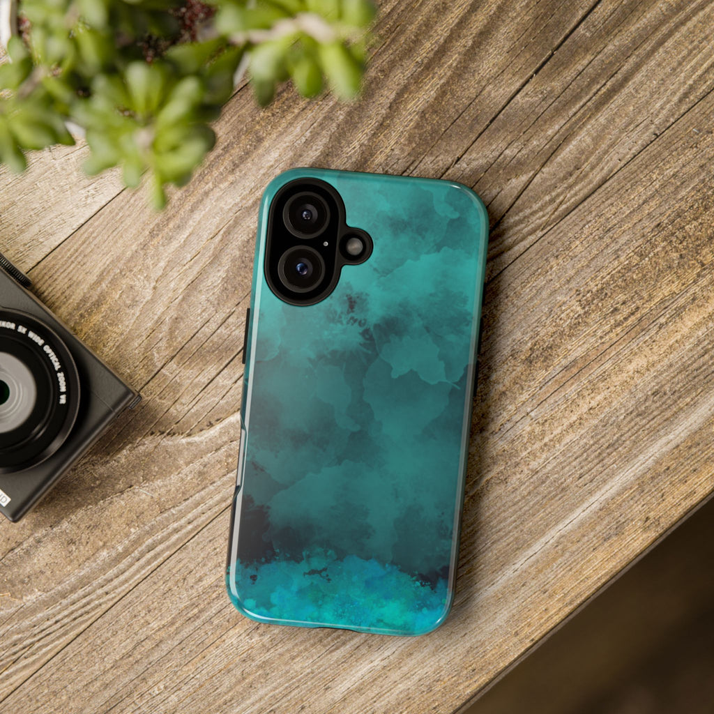 Turquoise Cloud Tough Phone Case — Protective Teal Marble Design