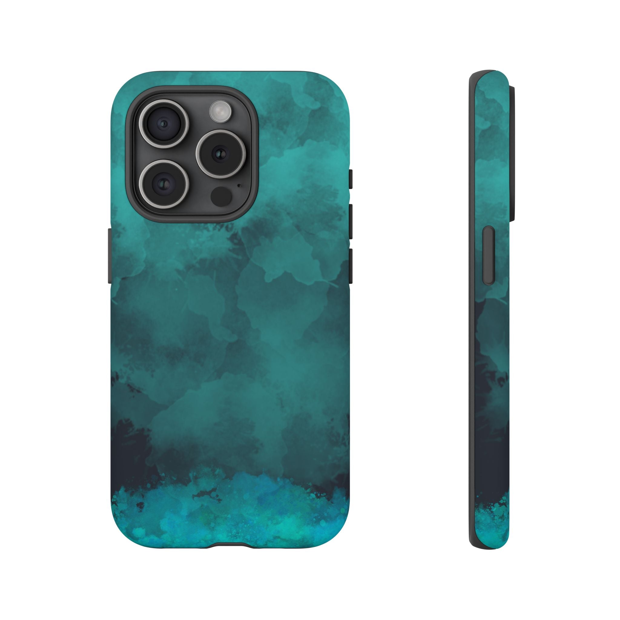 Turquoise Cloud Tough Phone Case — Protective Teal Marble Design