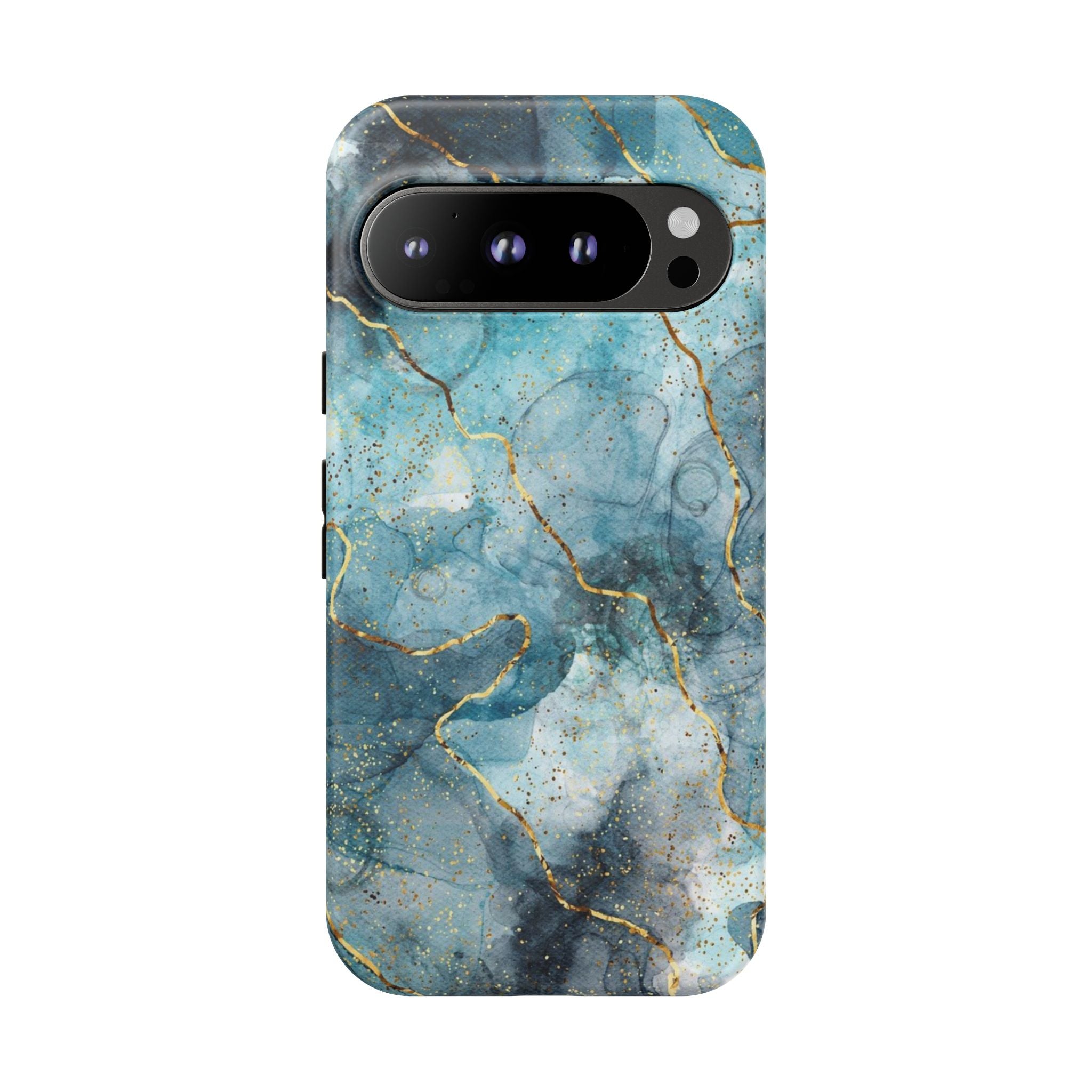 Blue Gold Marble Tough Phone Case