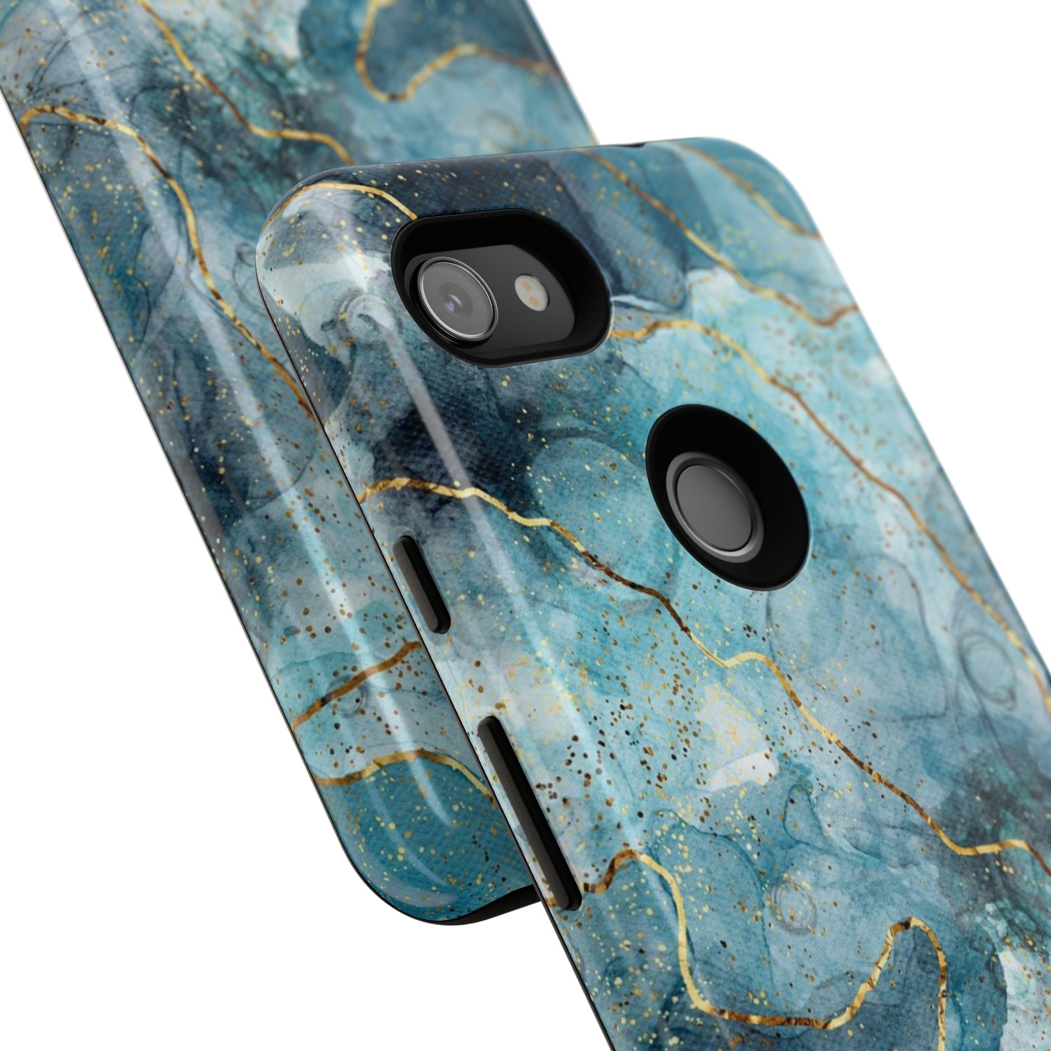 Blue Gold Marble Tough Phone Case