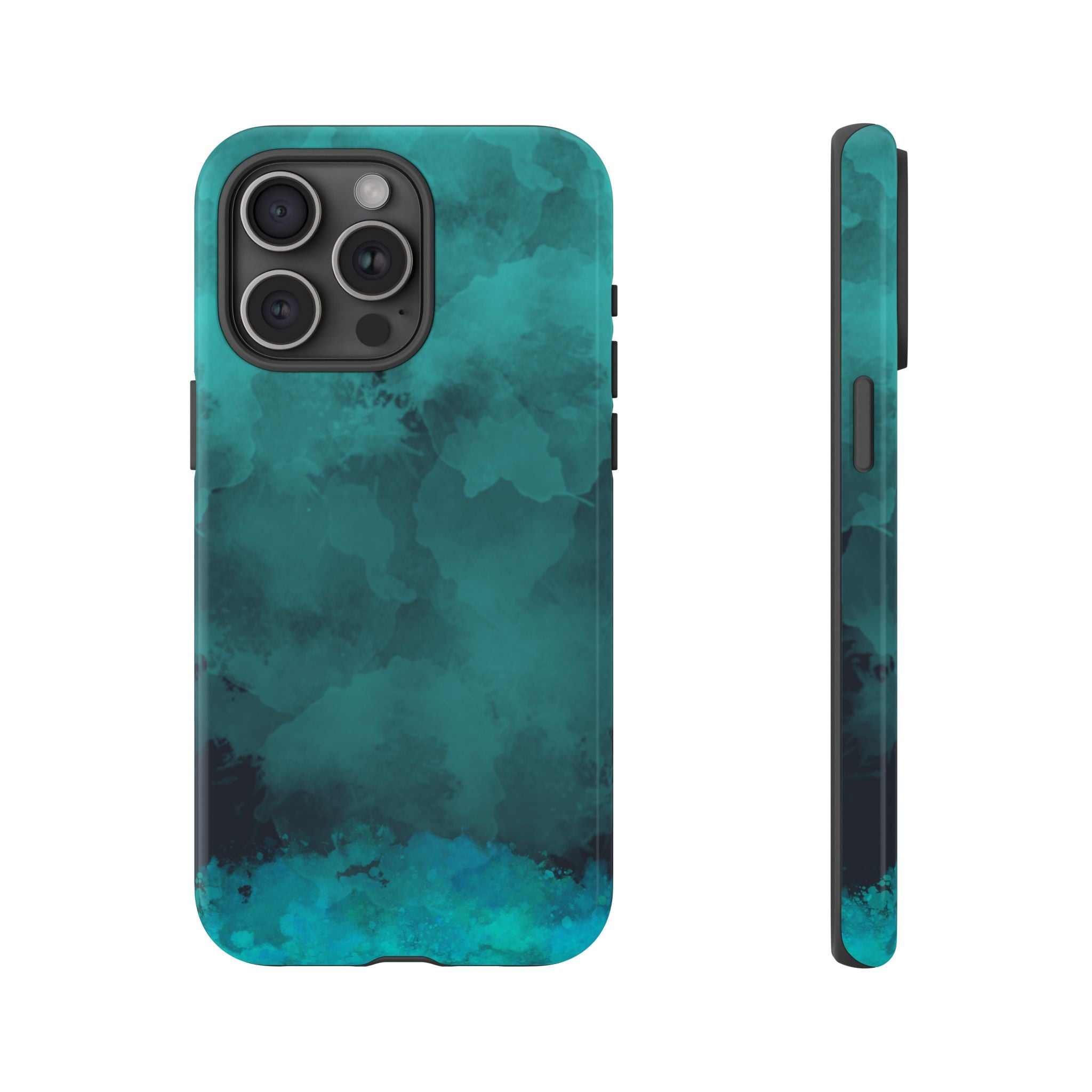 Turquoise Cloud Tough Phone Case — Protective Teal Marble Design