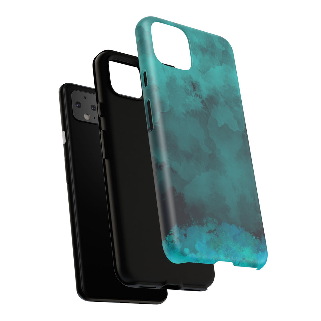 Turquoise Cloud Tough Phone Case — Protective Teal Marble Design