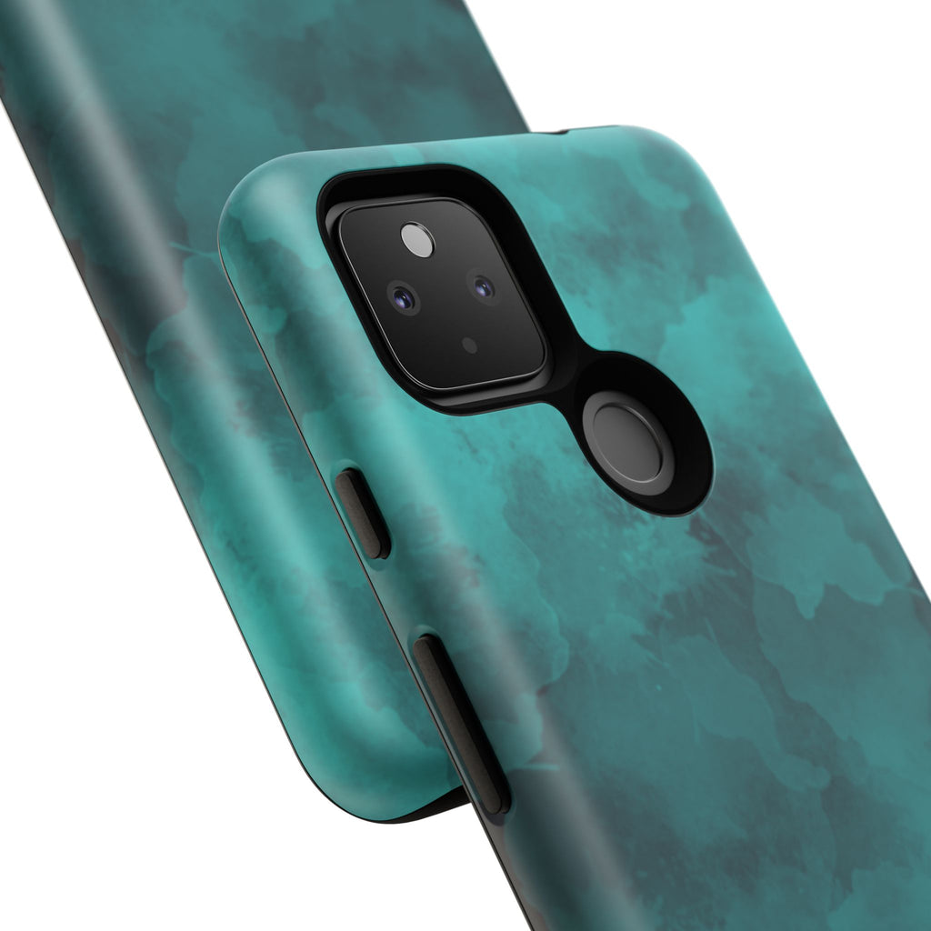 Turquoise Cloud Tough Phone Case — Protective Teal Marble Design