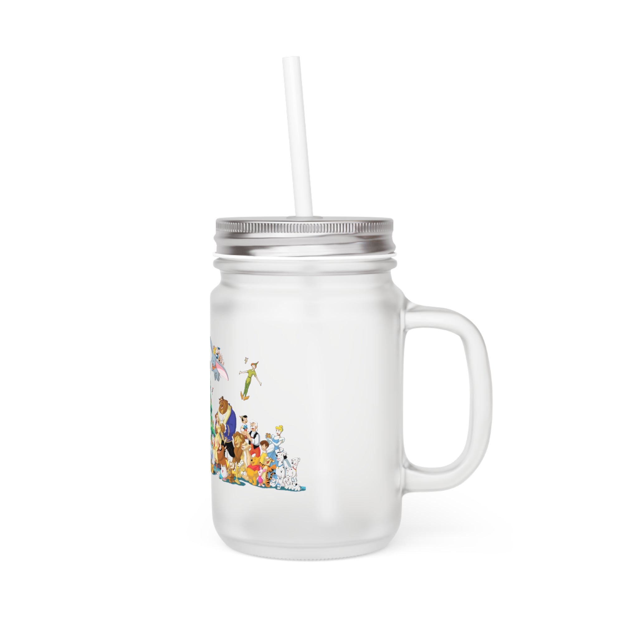 Holiday Cartoon Characters Mason Jar Tumbler with Straw