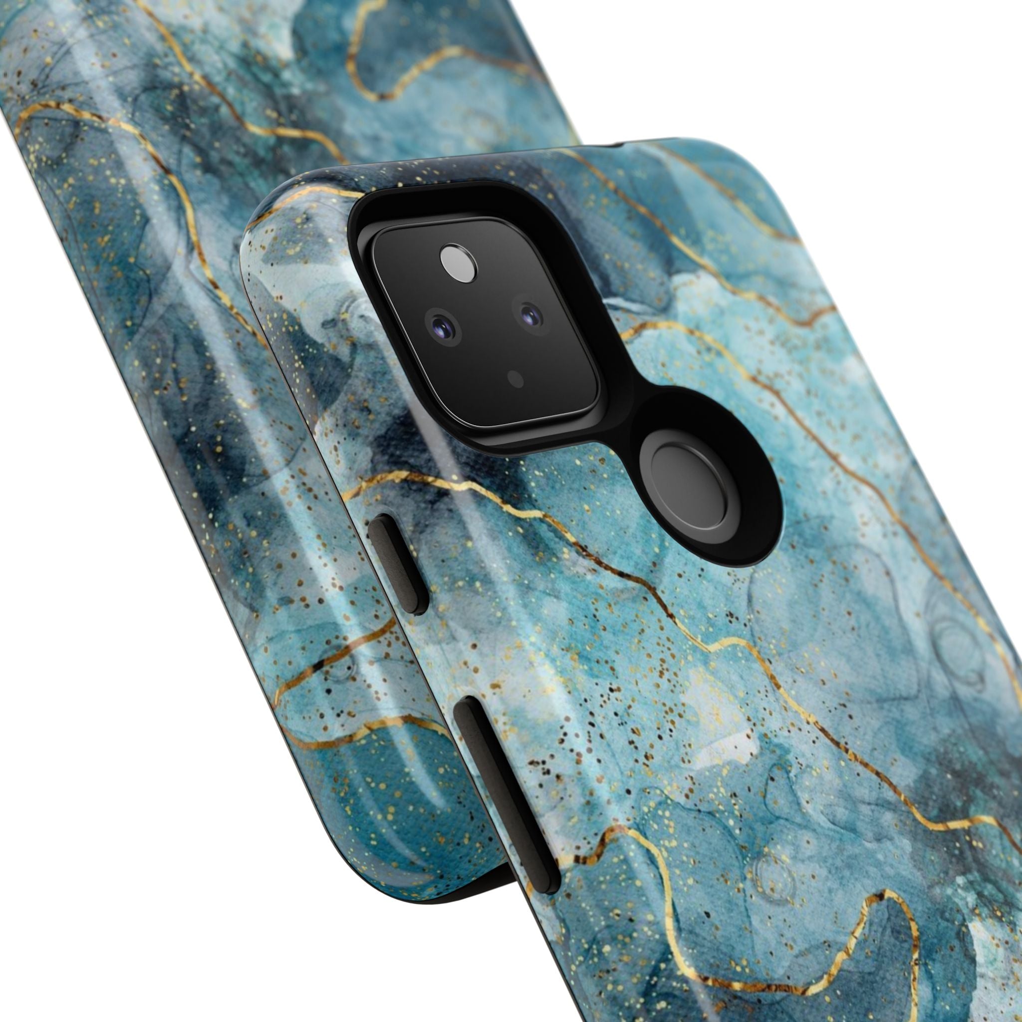 Blue Gold Marble Tough Phone Case