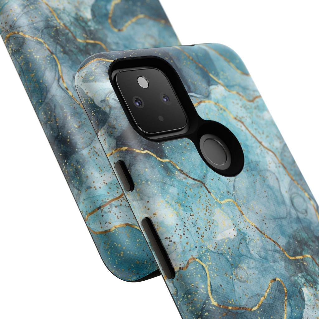 Blue Gold Marble Tough Phone Case