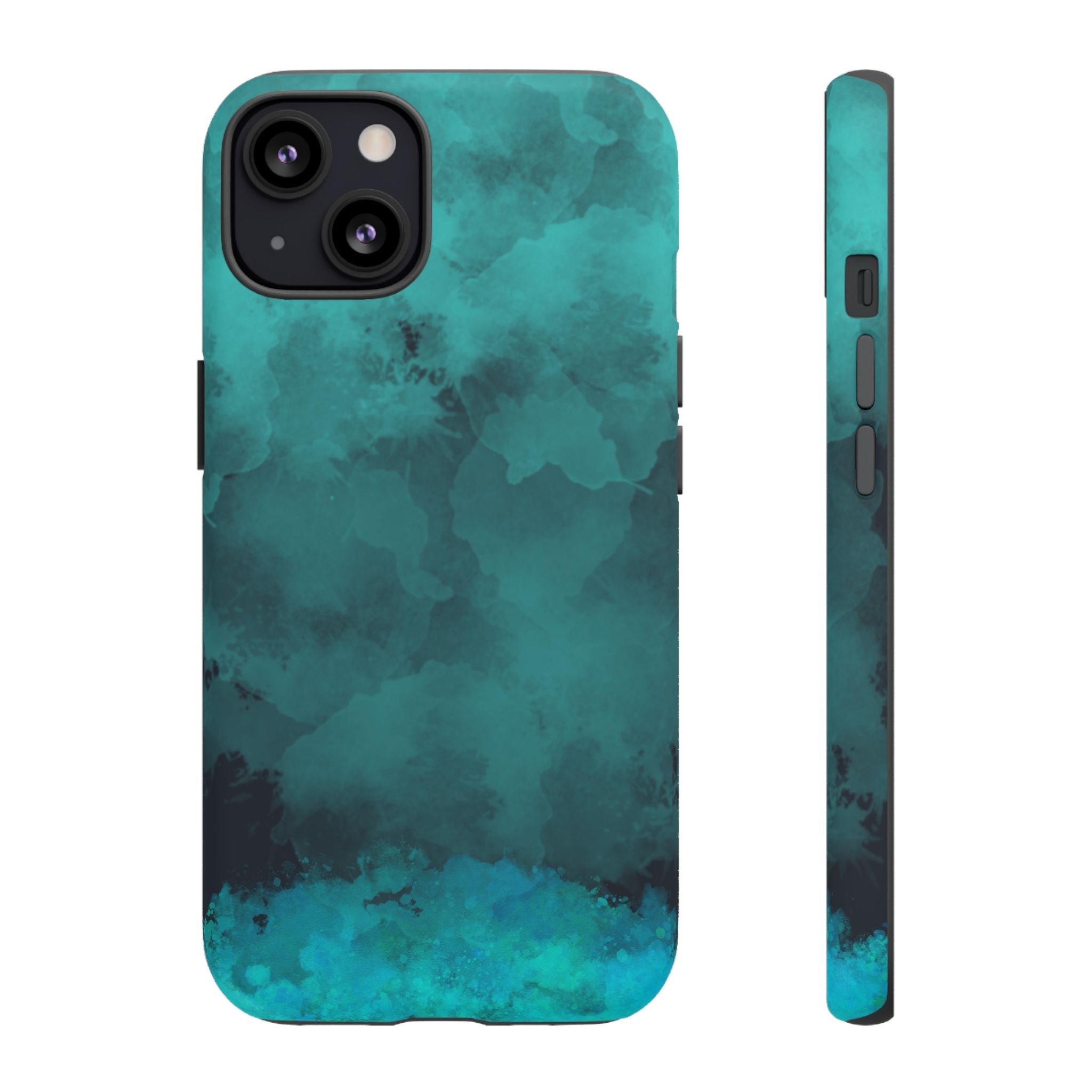 Turquoise Cloud Tough Phone Case — Protective Teal Marble Design