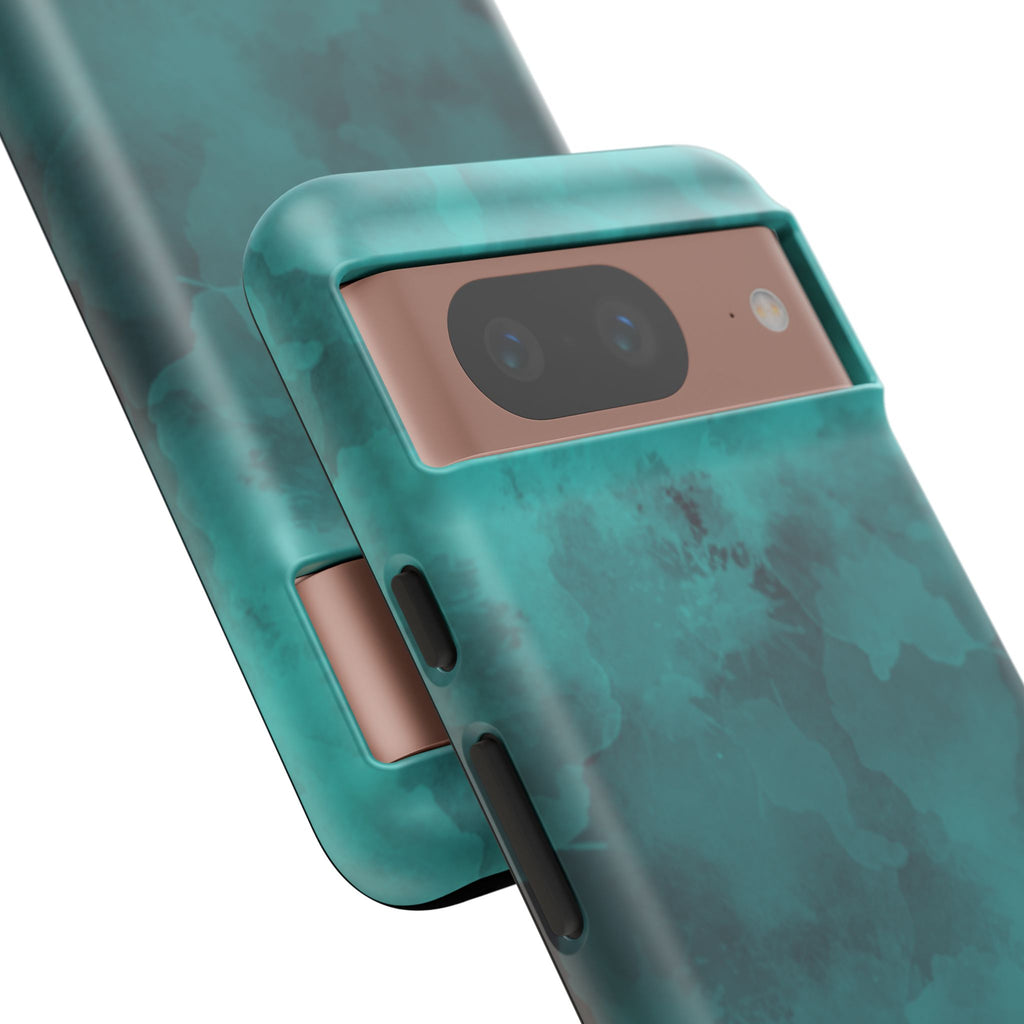 Turquoise Cloud Tough Phone Case — Protective Teal Marble Design