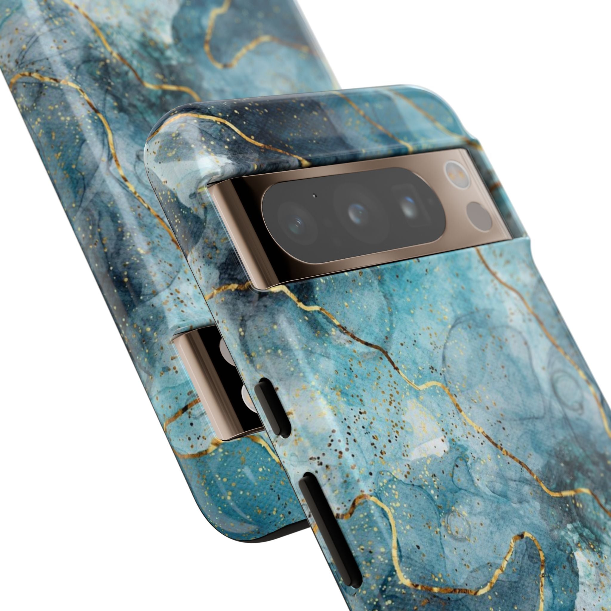 Blue Gold Marble Tough Phone Case