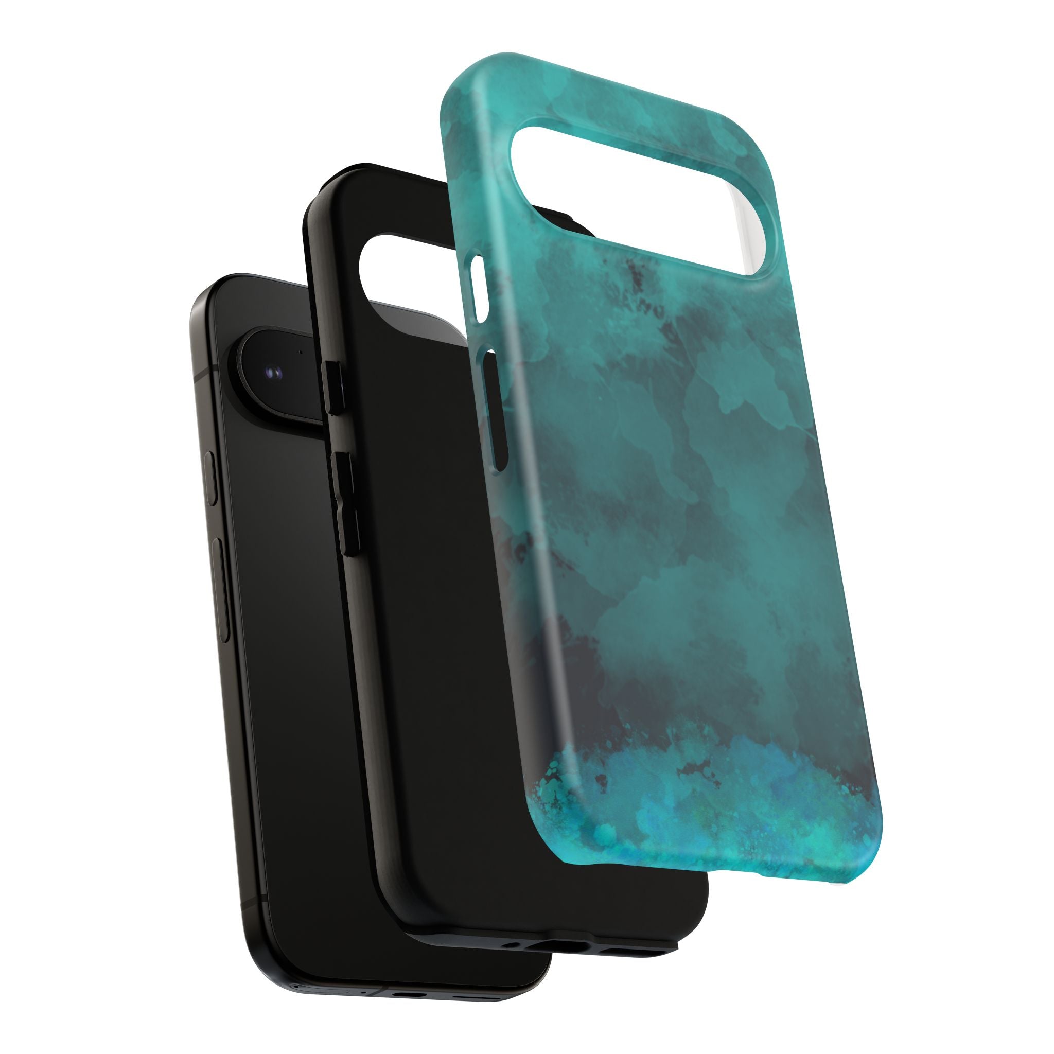 Turquoise Cloud Tough Phone Case — Protective Teal Marble Design