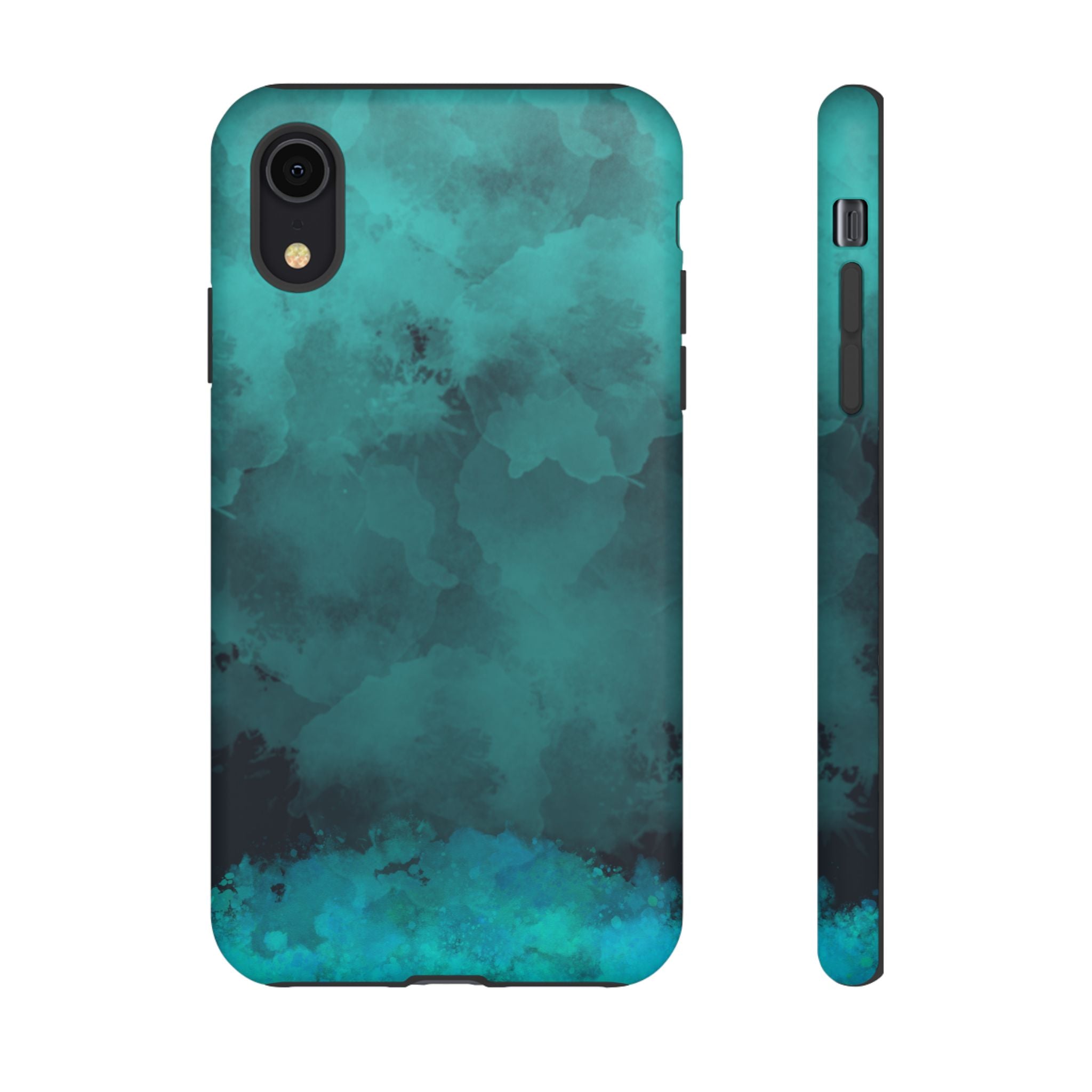 Turquoise Cloud Tough Phone Case — Protective Teal Marble Design