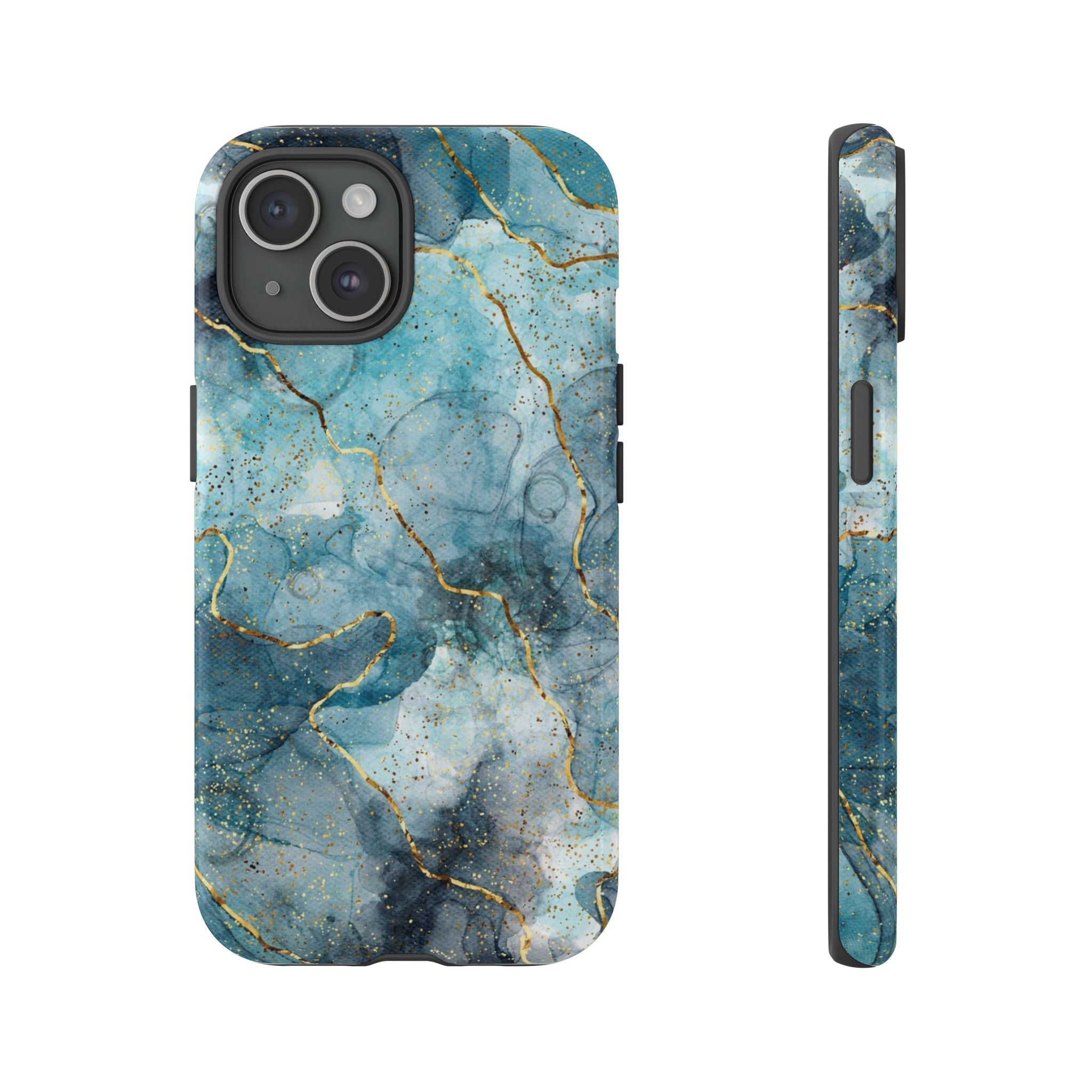 Blue Gold Marble Tough Phone Case