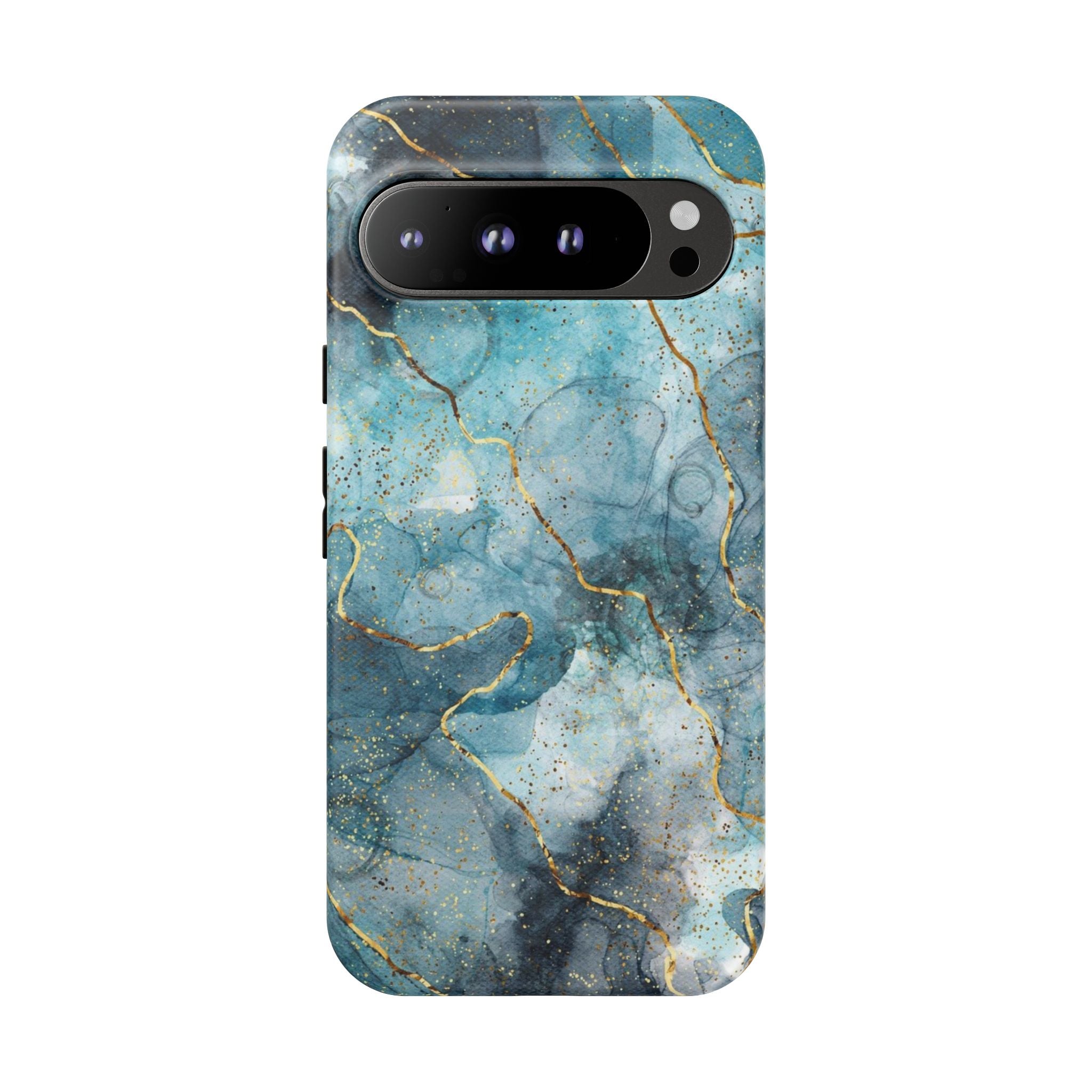 Blue Gold Marble Tough Phone Case